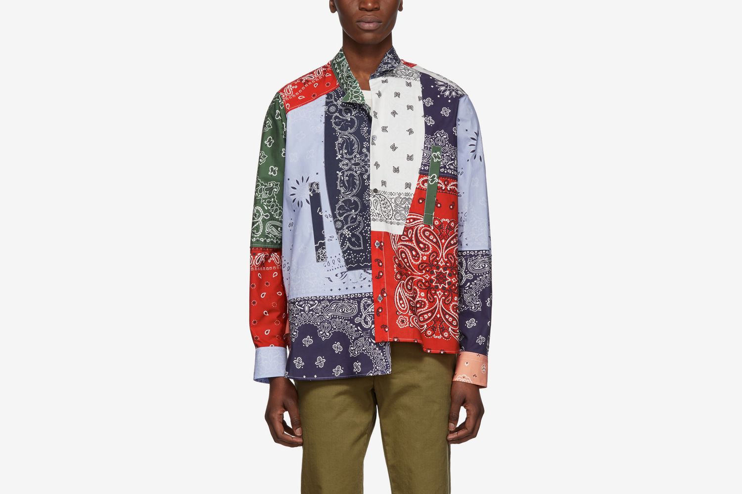 Multicolor Asymmetric Bandana Patchwork Shirt