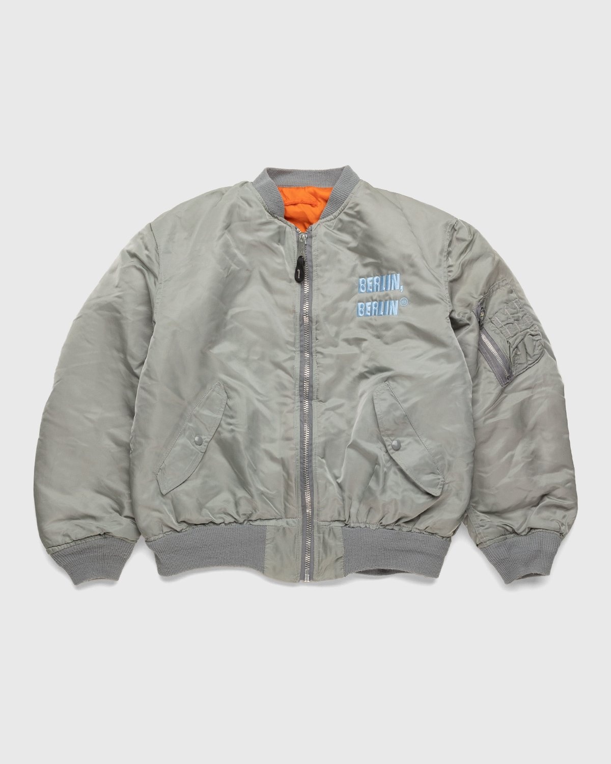 Highsnobiety – Berlin Berlin Embroidered Vintage MA-1 Grey - Outerwear - Grey - Image 2