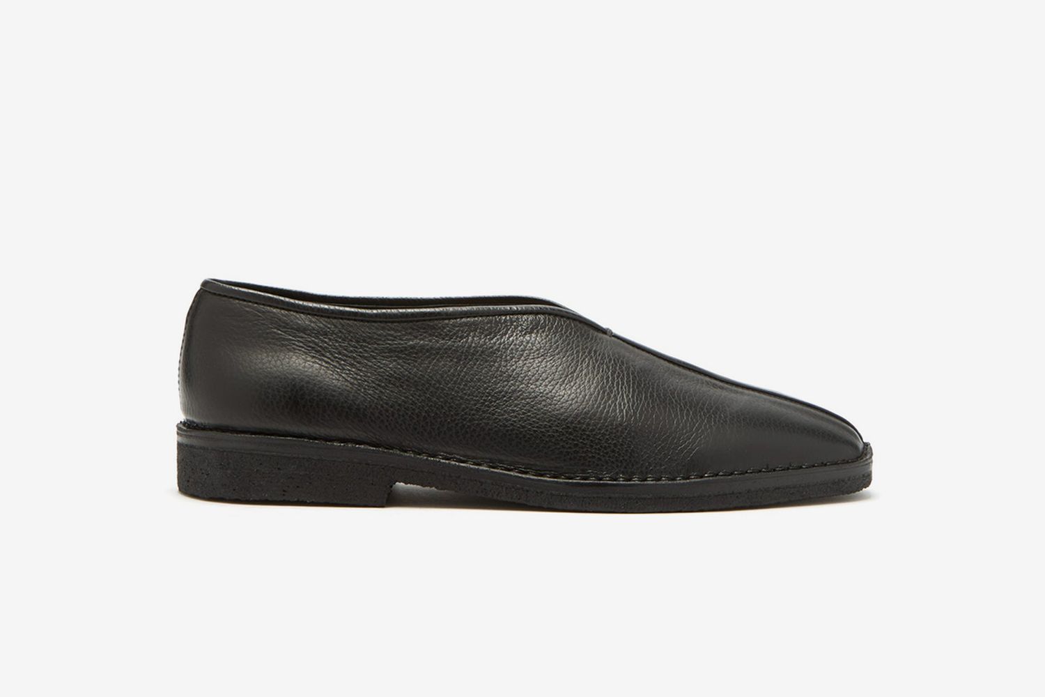 Grained Leather Slippers