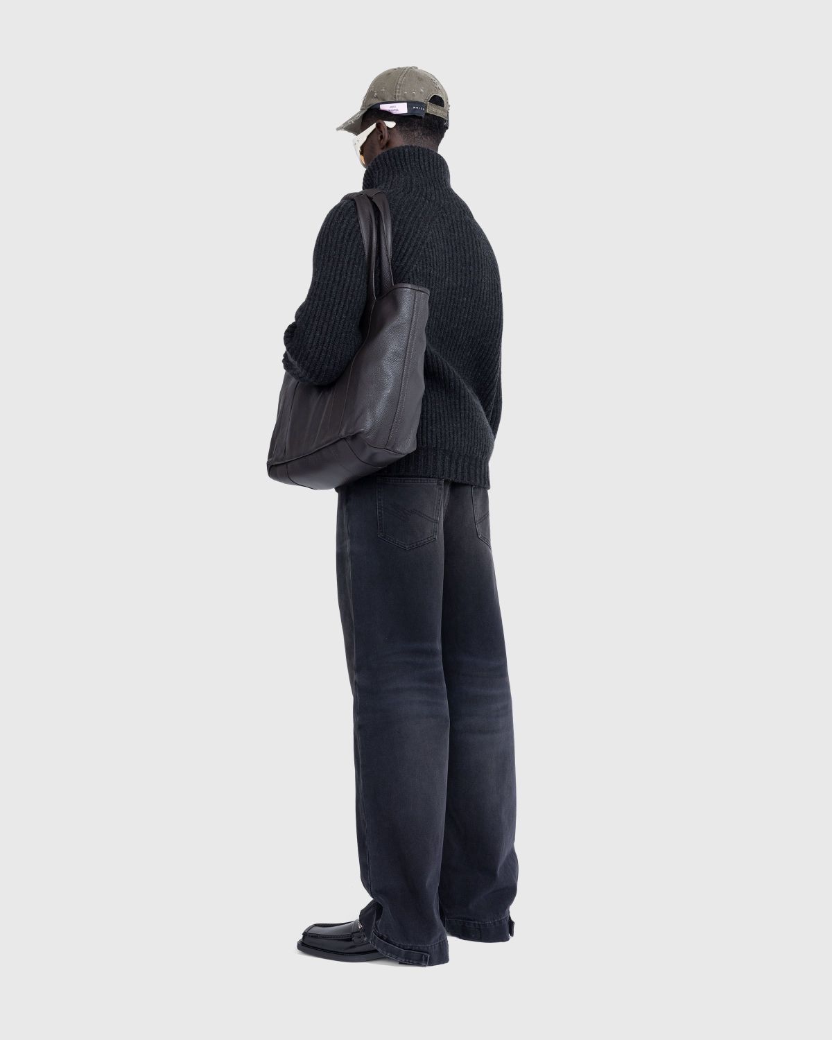 Meta Campania Collective – Michel Exaggerated Rib Cashmere Half Zip Weimaraner Grey - Knitwear - Grey - Image 3