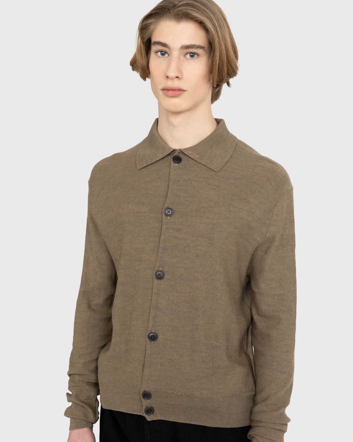 Lemaire – Convertible Collar Knit Shirt - Polos - Brown - Image 5