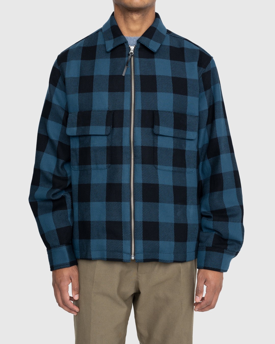 Highsnobiety – Buffalo Check Zip Shirt Navy - Shirts - Blue - Image 2