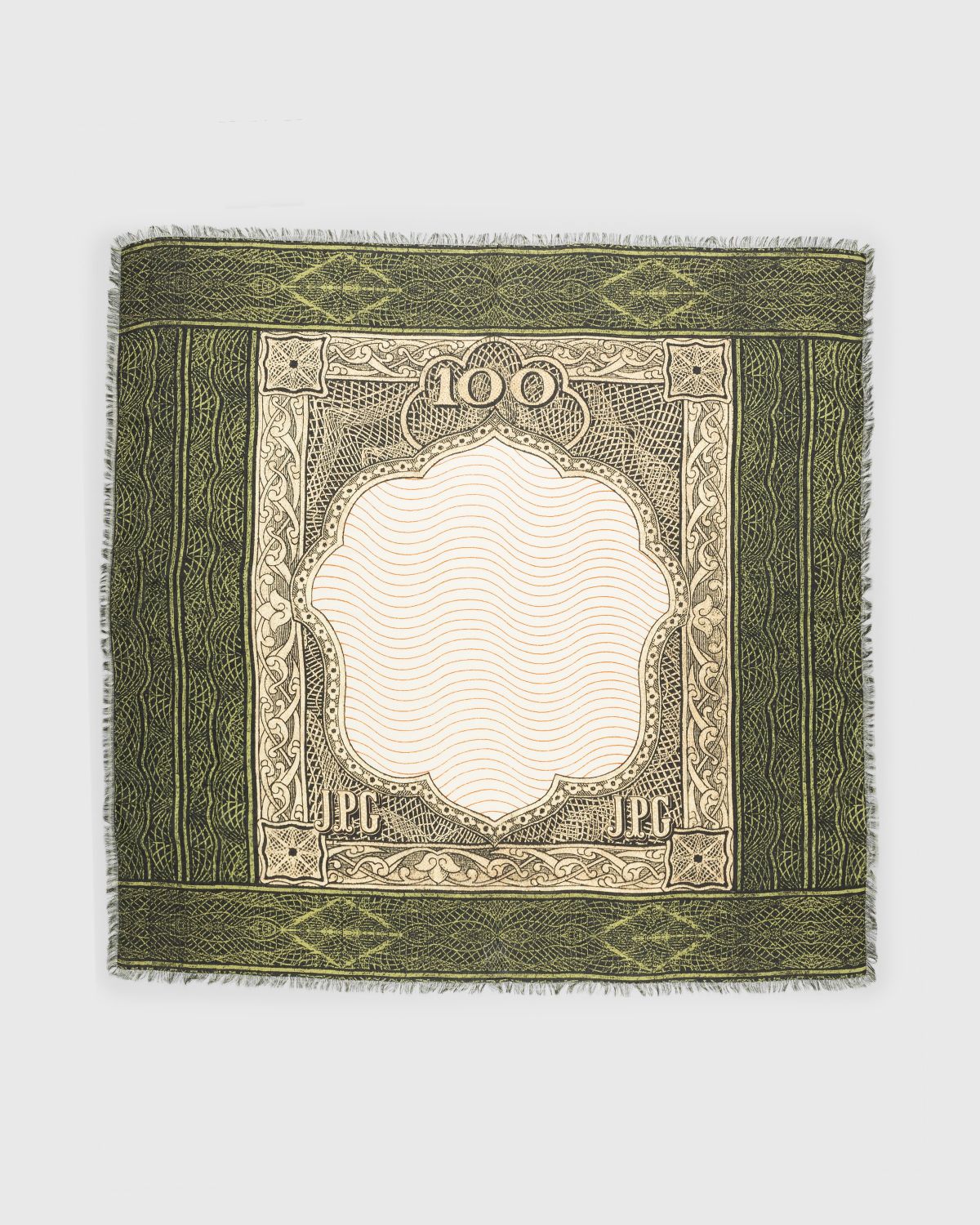 Jean Paul Gaultier – Cartouche Scarf Green/Ecru/Black/Orange - Scarves - Green - Image 1
