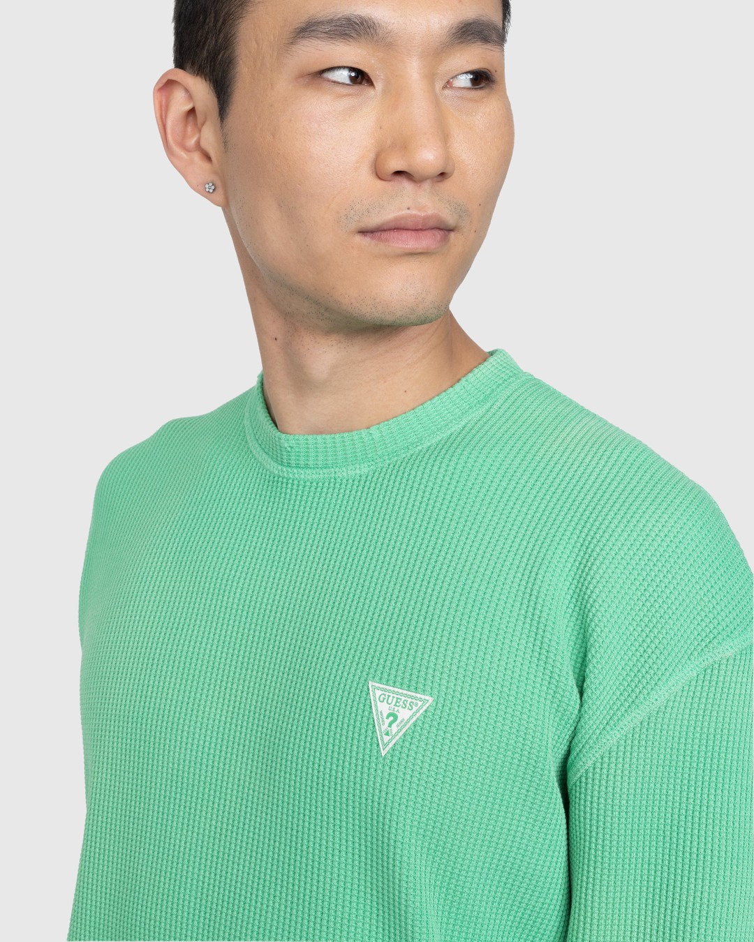 Guess USA – Longsleeve Waffle Tee Jade Sea - Longsleeves - Black - Image 4