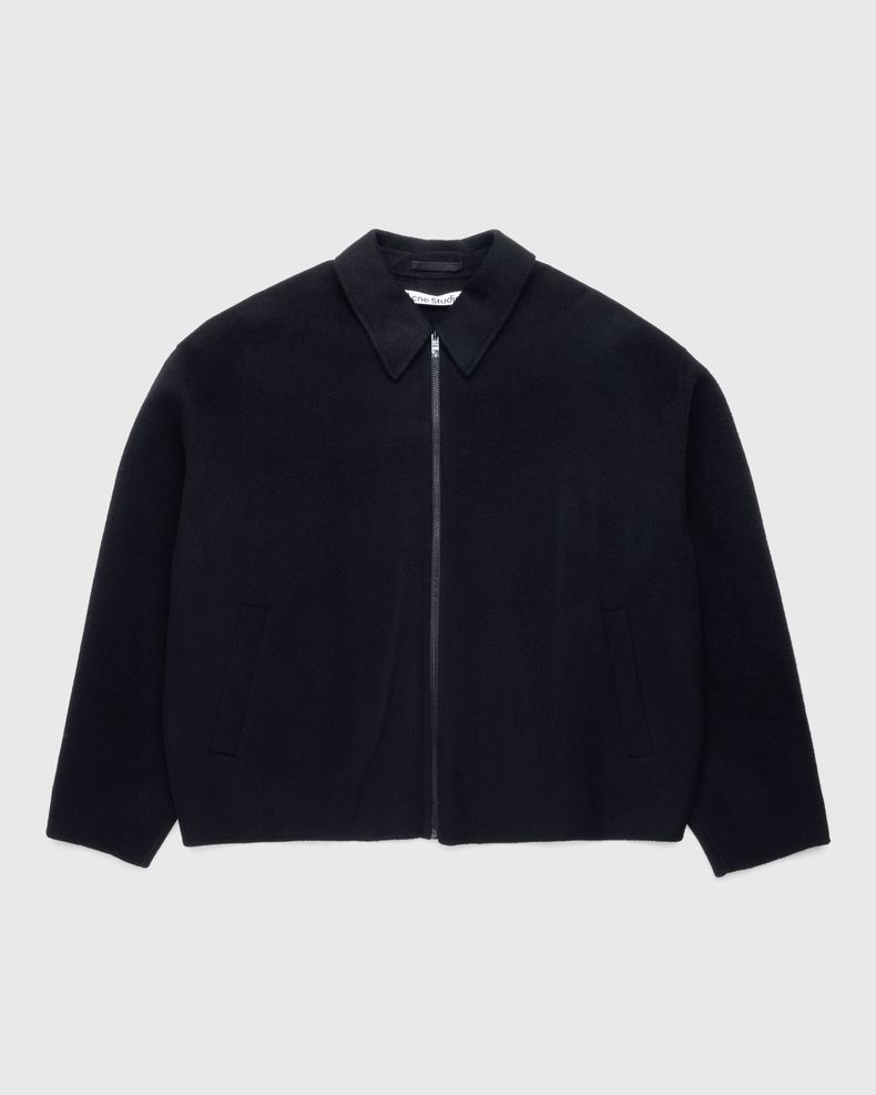 Wool Zipper Jacket Black