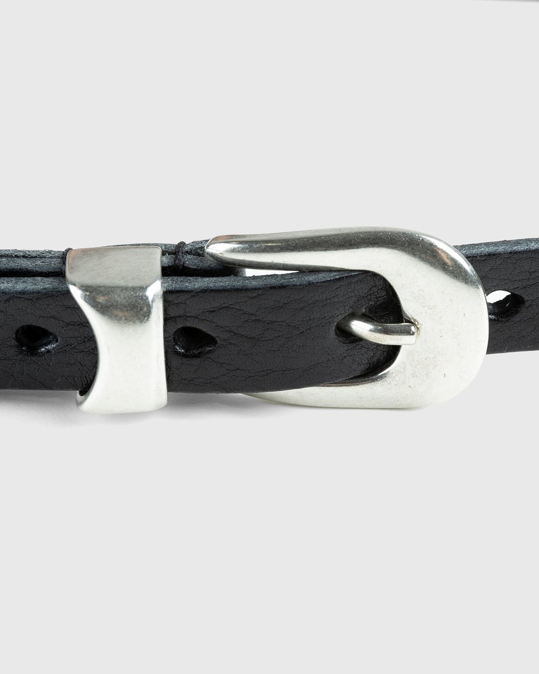 OUR LEGACY BELT in BLACK Natural Texture Full-grain Leather Silver Buckle  Unisex