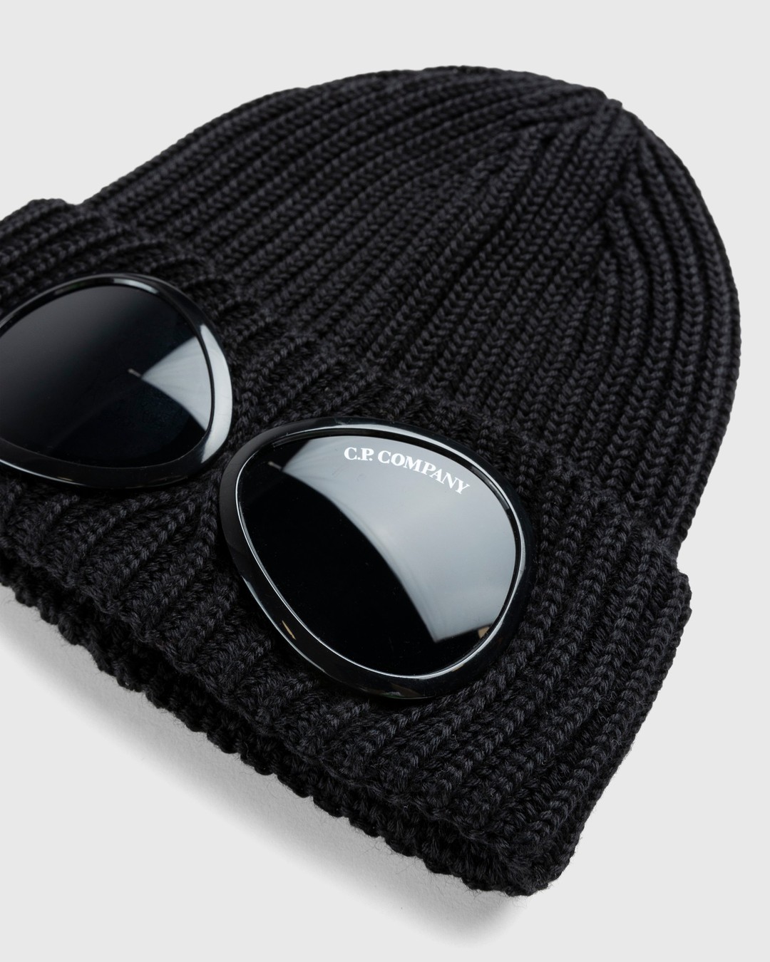 C.P. Company Extra Fine Merino Wool Goggle Beanie Black
