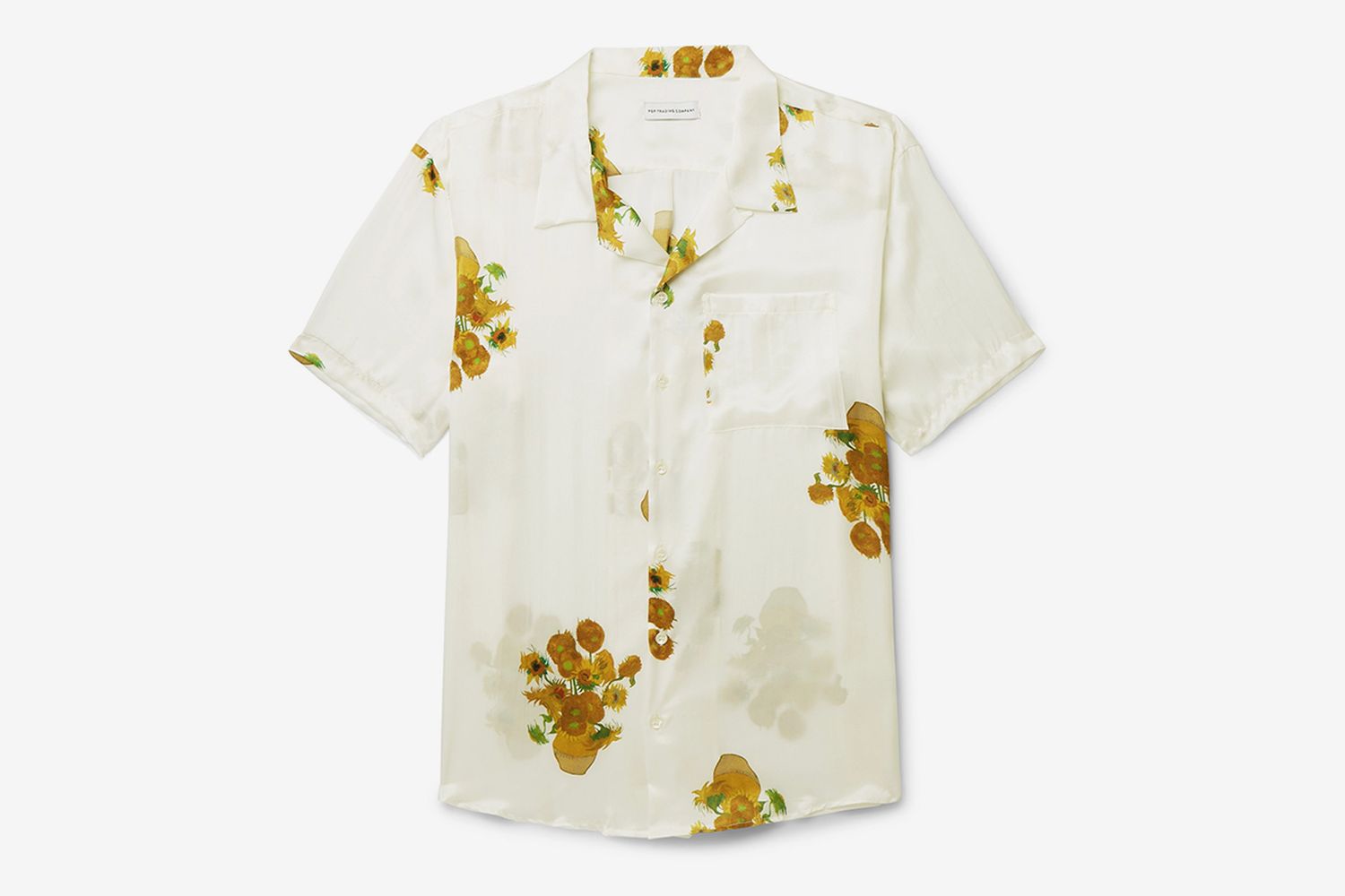 Van Gogh Camp-Collar Printed Silk-Satin Shirt