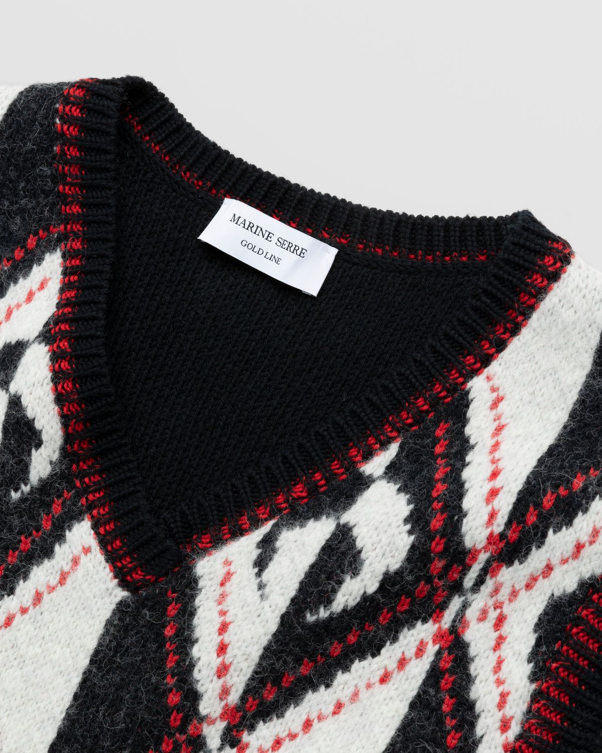 Marine Serre – Harlequeen Pullover V-Neck Black - Knitwear - Black - Image 6