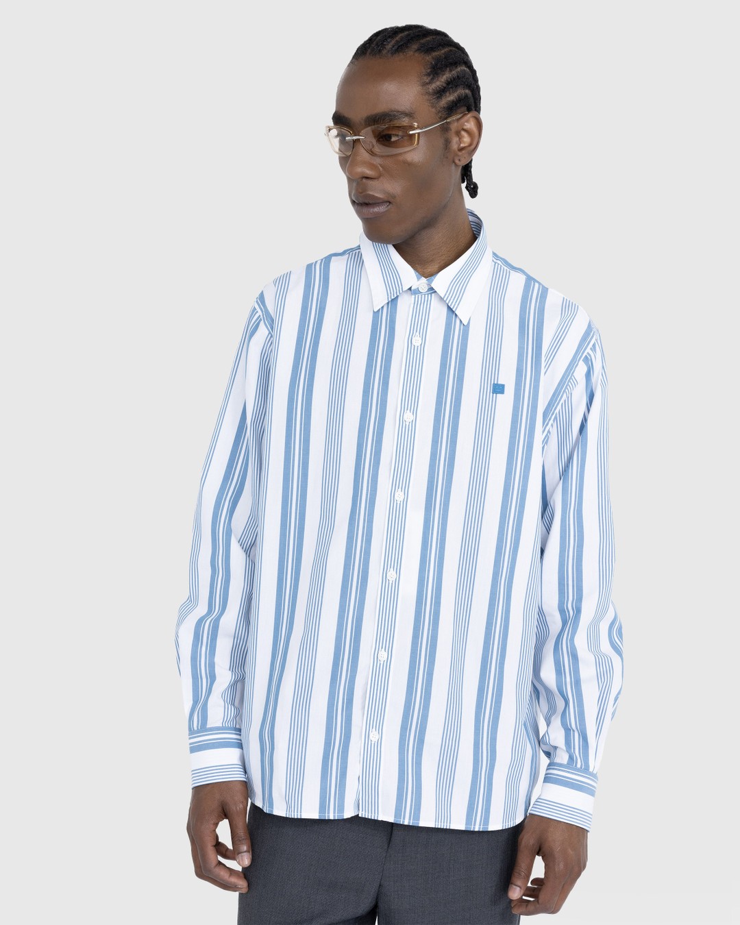 Acne Studios – Stripe Button-Up Shirt White/Steel Blue - Shirts - White - Image 2