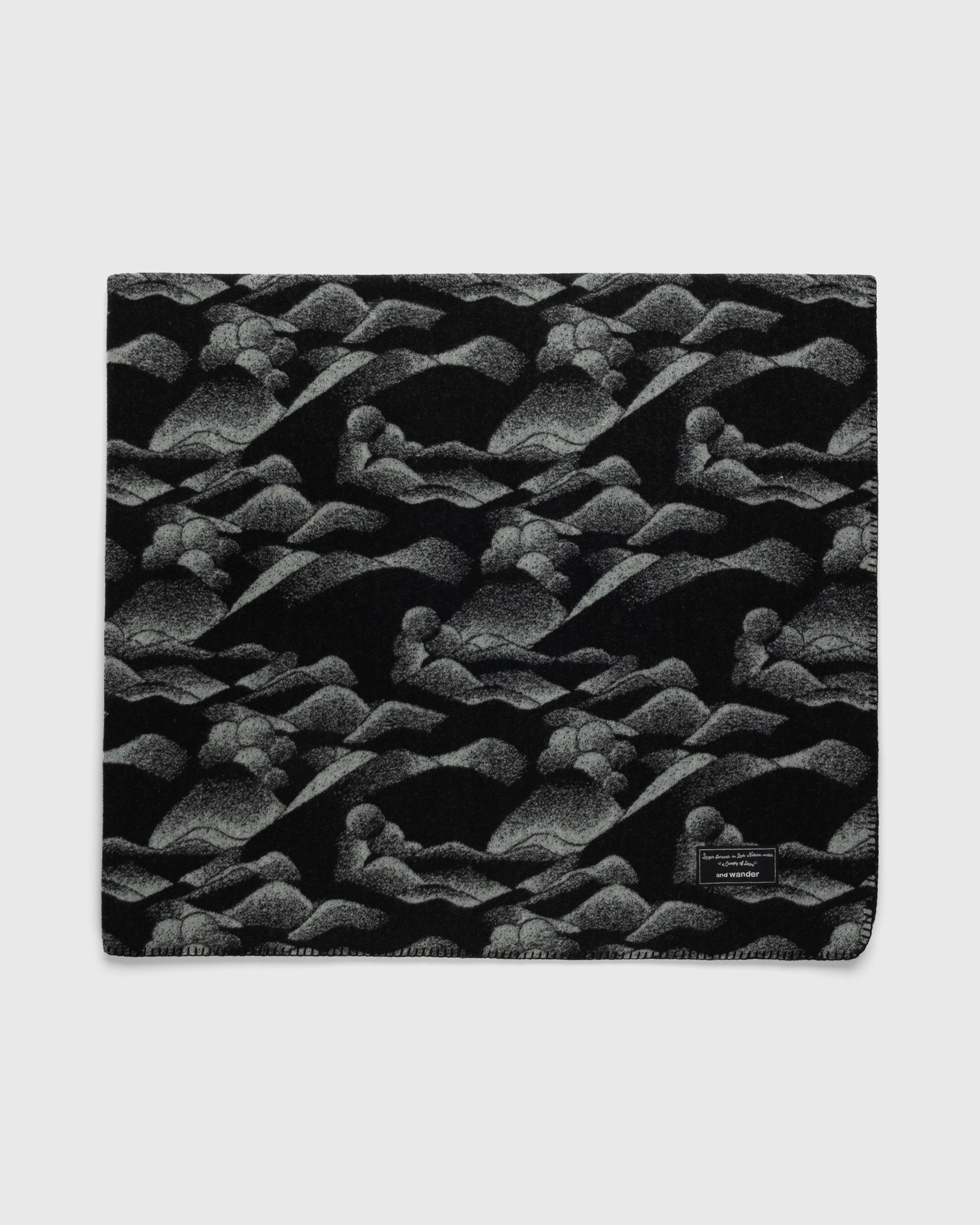 And Wander – Mountain Camo Wool Blanket Lar - Lifestyle - Black - Image 1