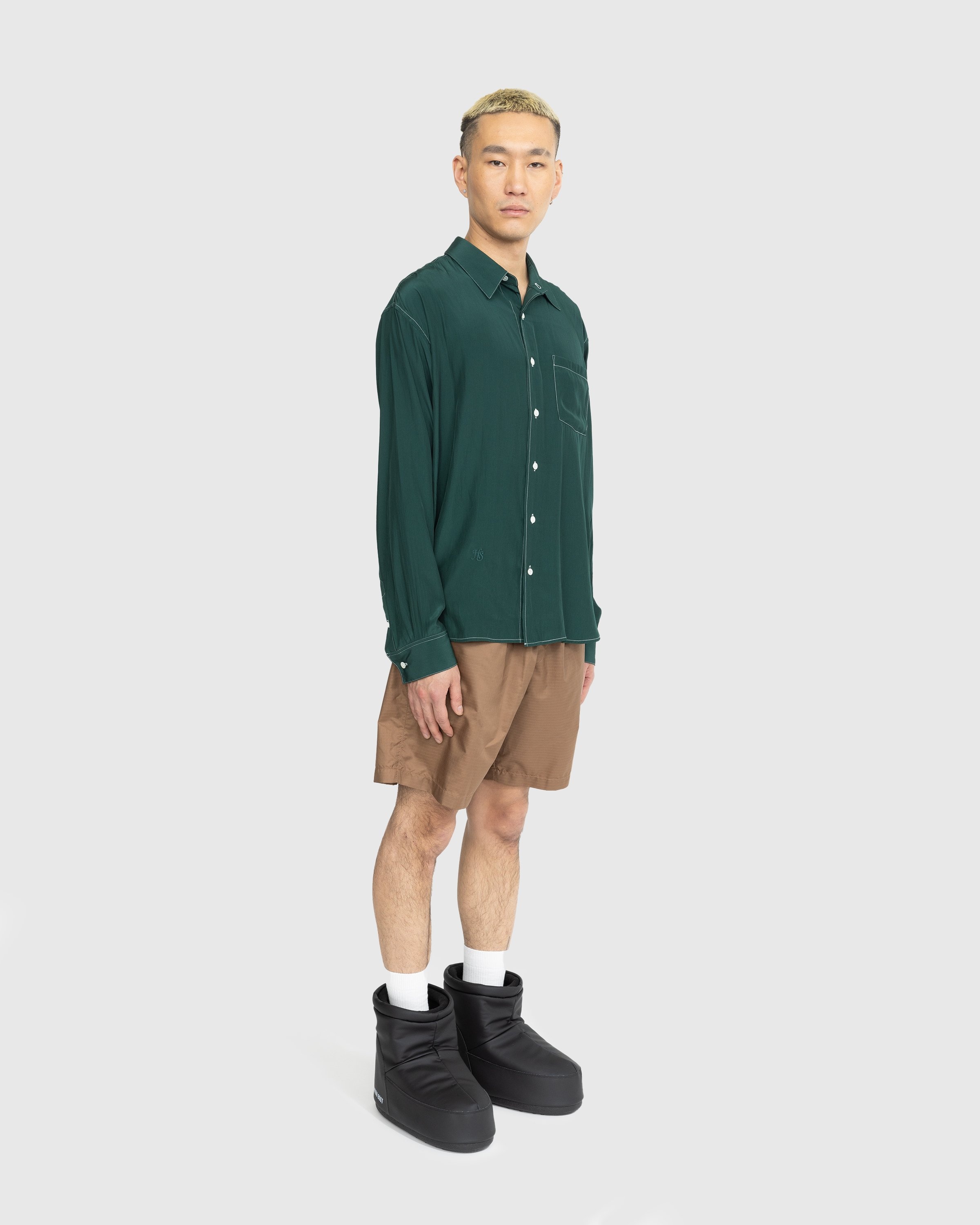 Highsnobiety – Lightweight Long-Sleeve Shirt Dark Green - Shirts - Green - Image 5
