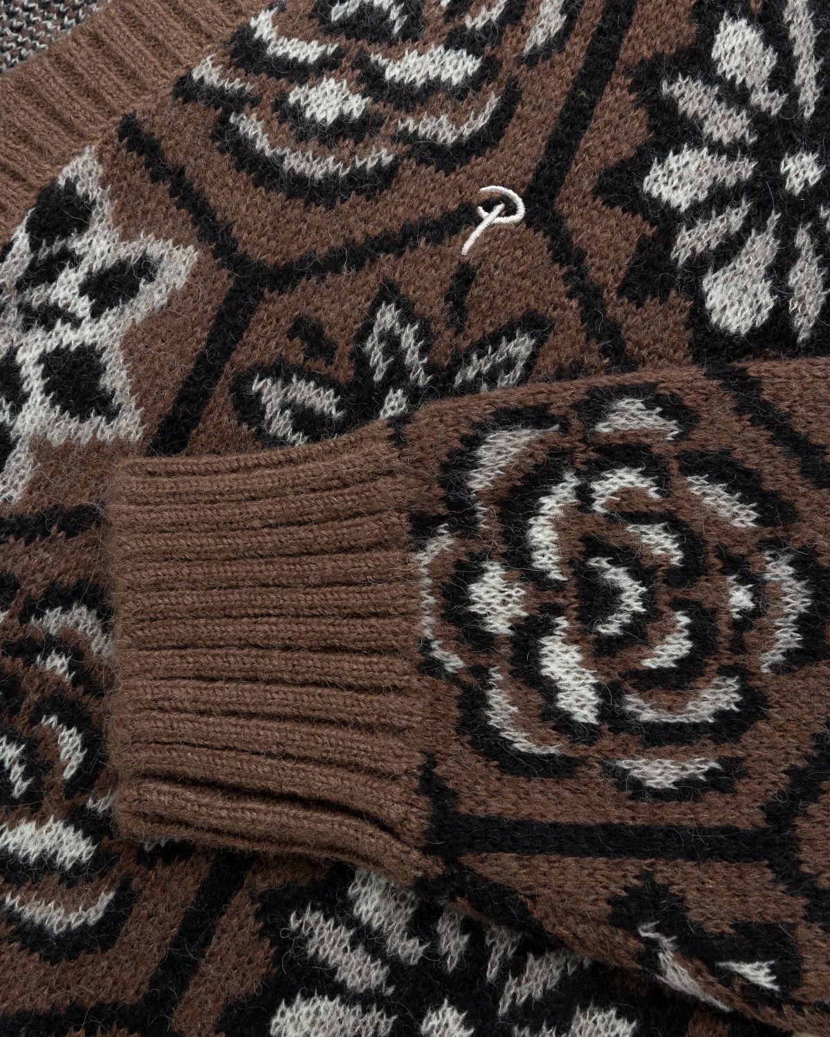 Patta – Wall Flower Knitted Zip Cardigan Chestnut/Dark Gull Grey - Knitwear - Brown - Image 4