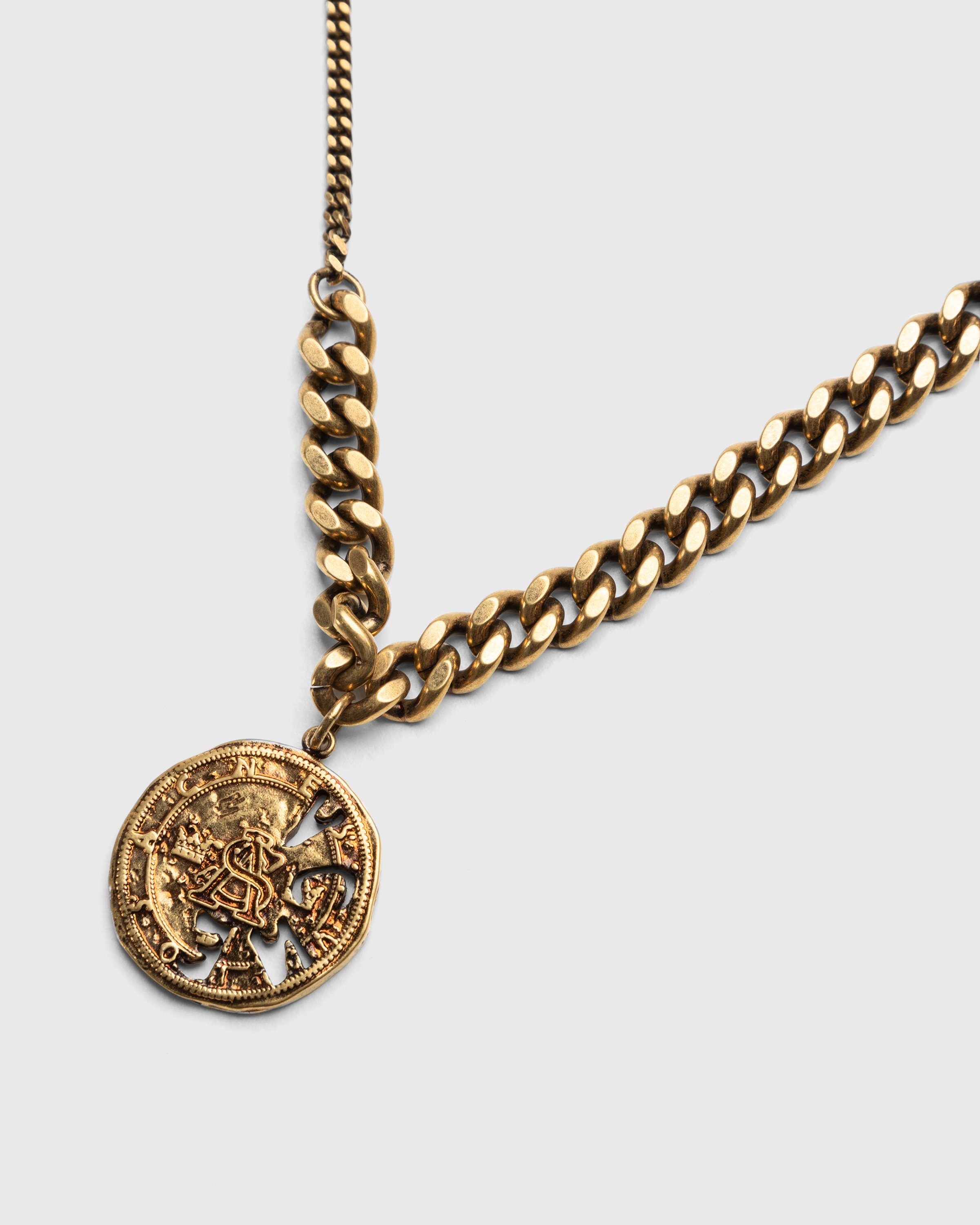 Acne Studios – Coin Pendant Necklace Antique Gold - Jewelry - Gold - Image 3