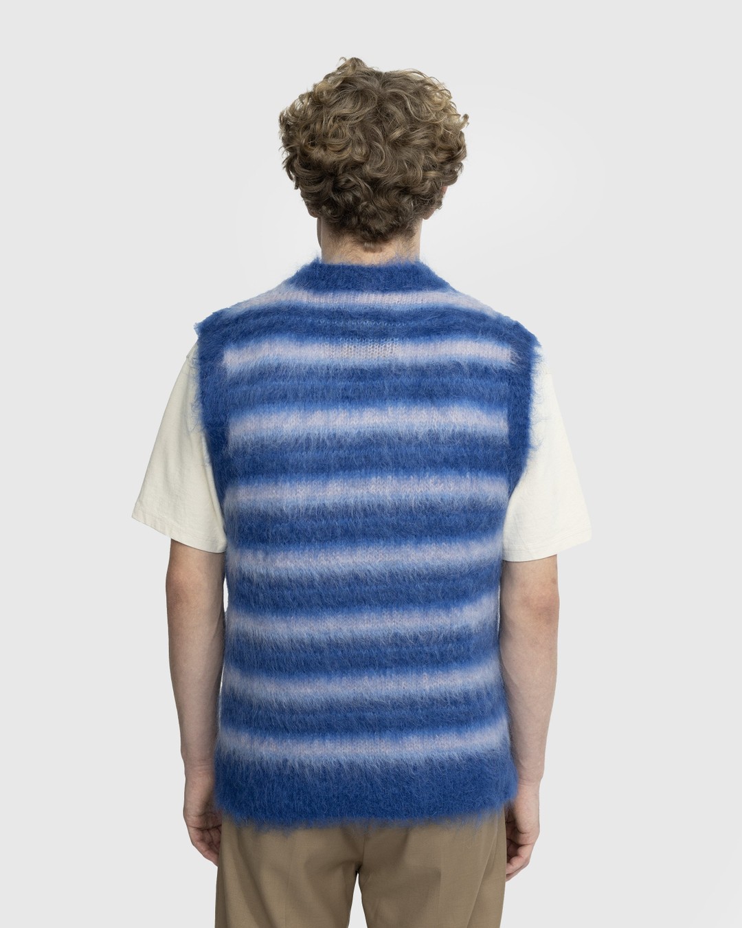 Marni – Striped V-Neck Sweater Vest Blue - Knitwear - Blue - Image 3