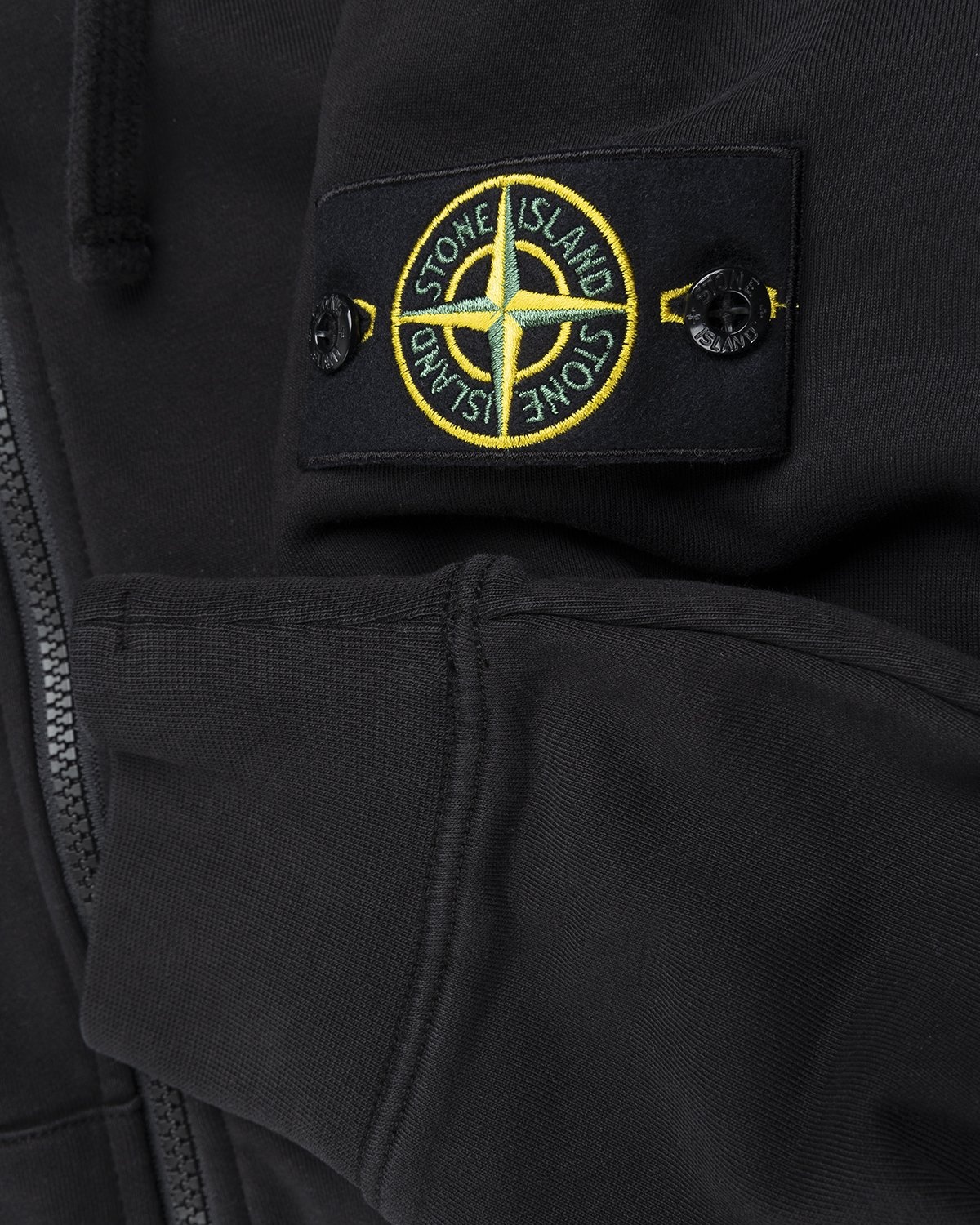Black stone island zip up hoodie clearance
