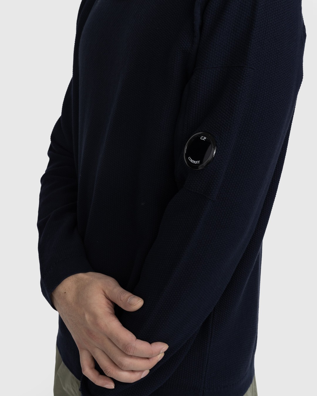 C.P. Company – Cotton Crepe Crew Neck Knit Total Eclipse Blue - Sweats - Blue - Image 3