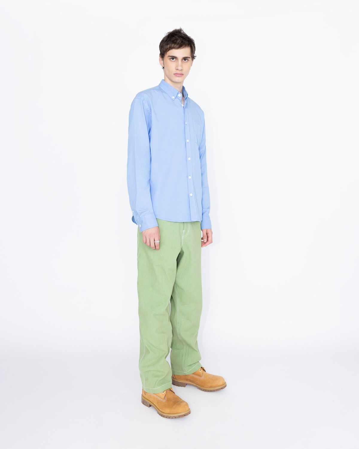 Highsnobiety HS05 – Garment-Dyed Peach Long-Sleeve Shirt Blue - Shirts - Blue - Image 3