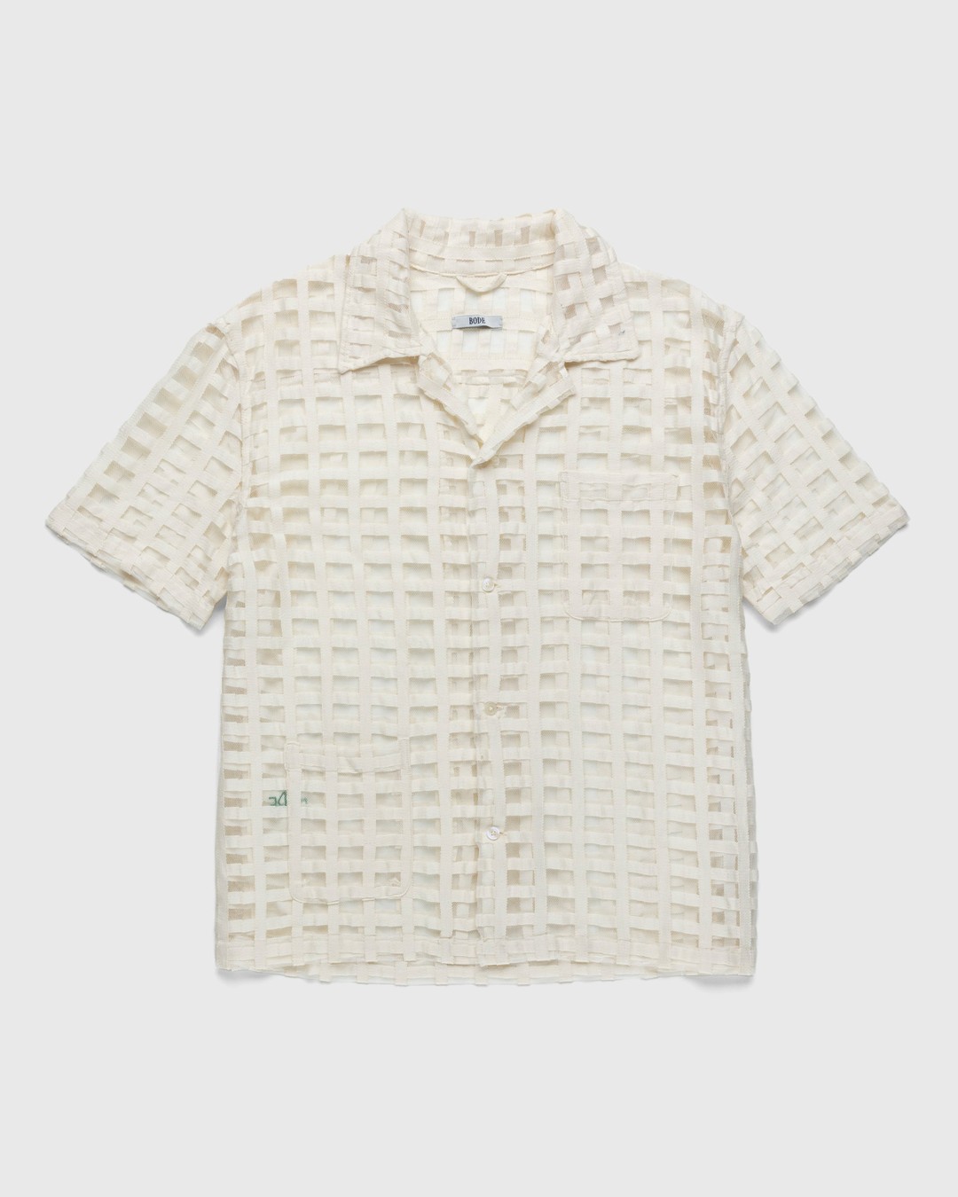 bode – Mesh Grid Short-Sleeve Shirt Beige | Highsnobiety Shop