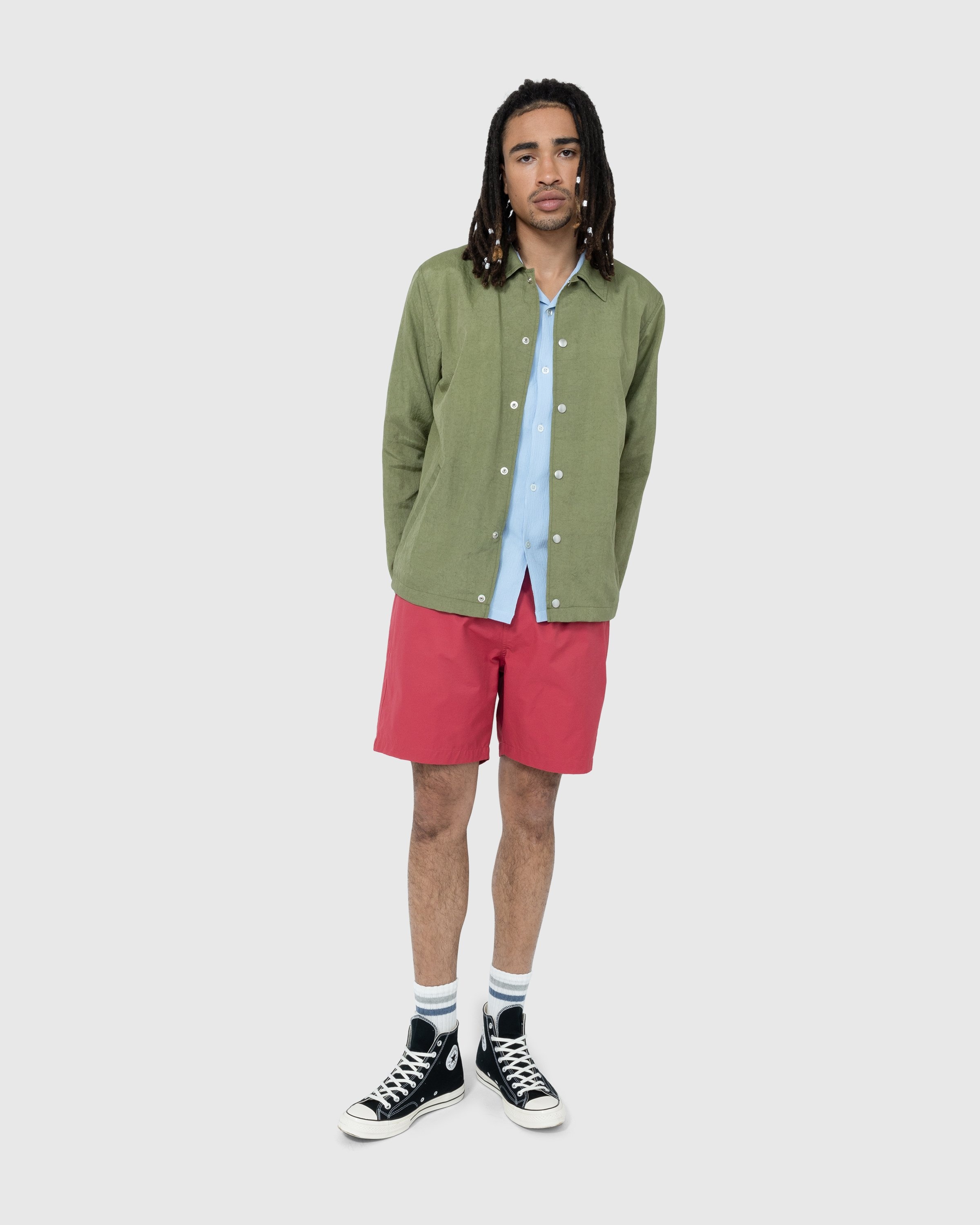 Highsnobiety – Stonewashed Nylon Coach Jacket Olive - Outerwear - Green - Image 9