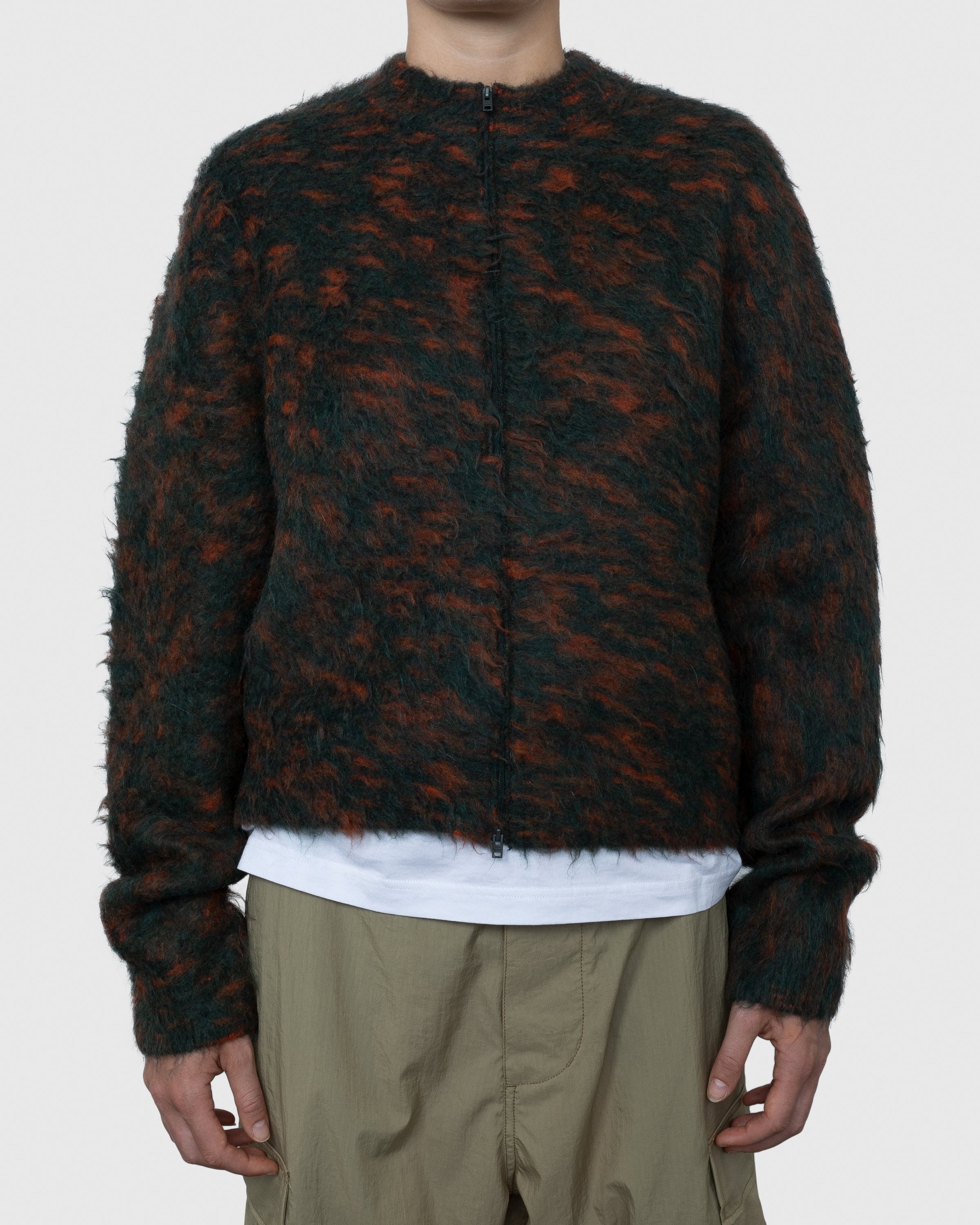 Acne Studios – Hairy Zippered Cardigan Forest Green/Orange - Knitwear - Green - Image 2