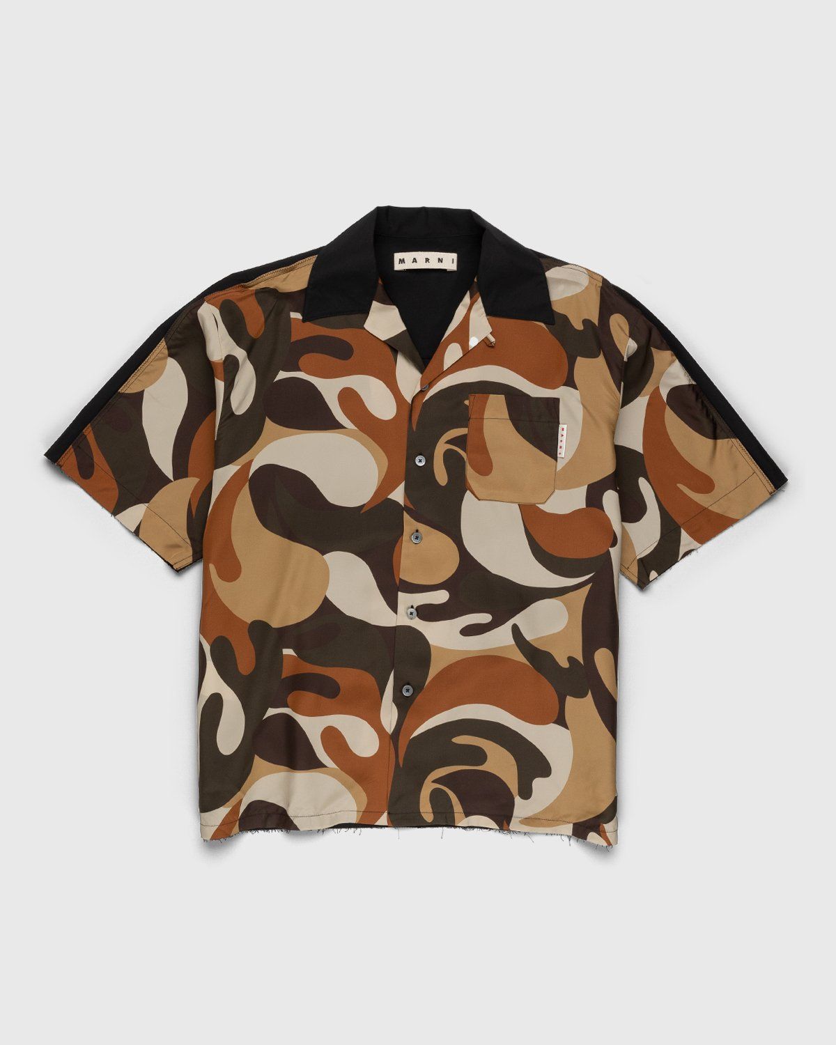 Marni – 50s Camo Mixed Material Bowling Shirt Soft Beige - Shirts - Beige - Image 1