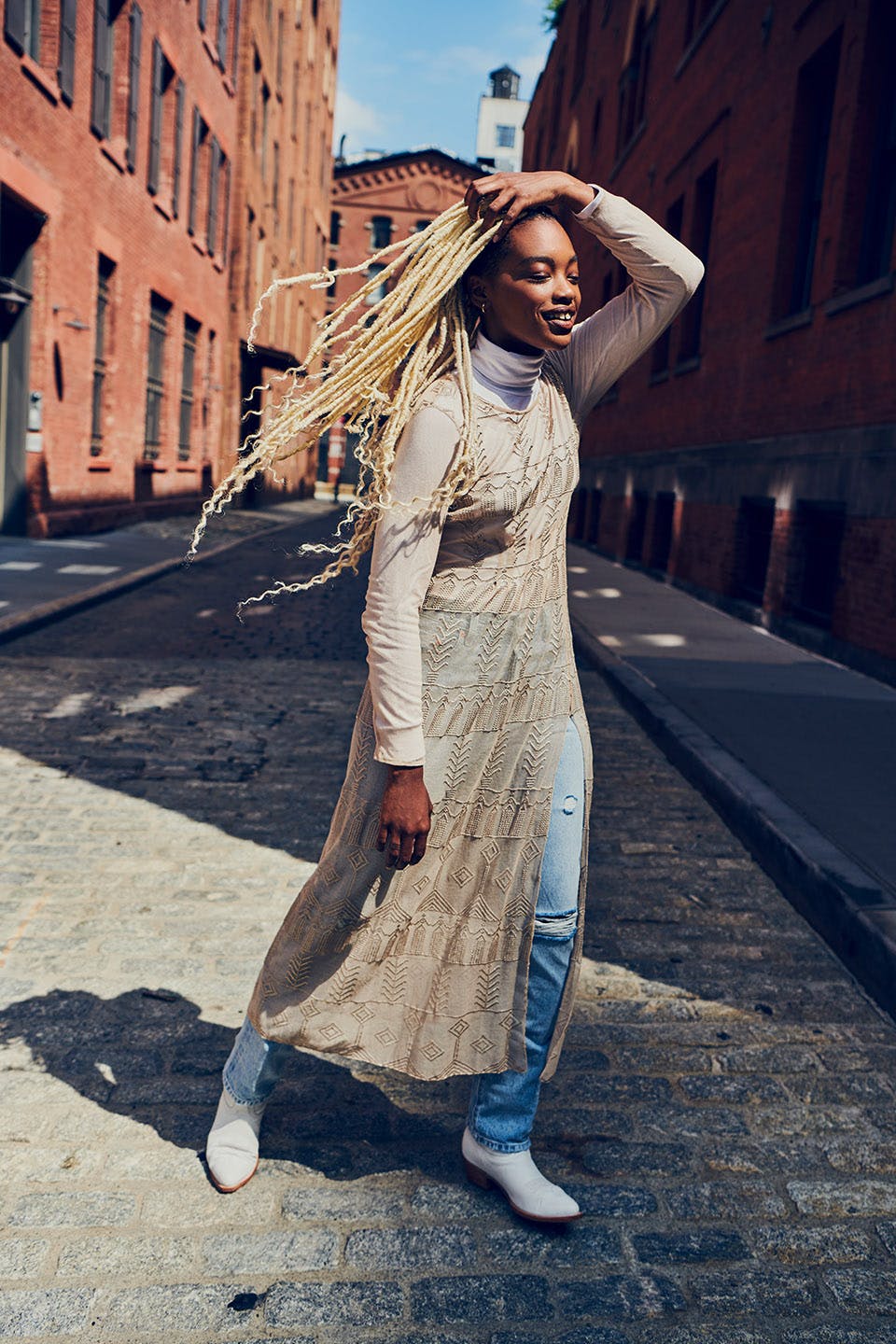 Dress: Heirloom Dress in Heirloom Tulle Bottom: 501 Original Jean in Salt Bleached  