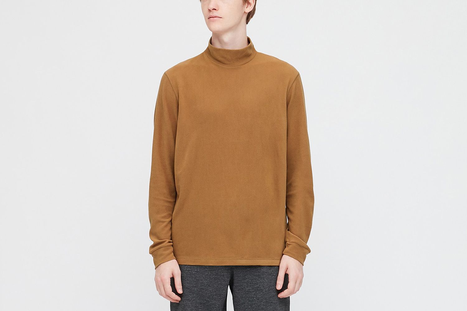 Heattech Fleece Mock-Neck Long-Sleeve T-Shirt