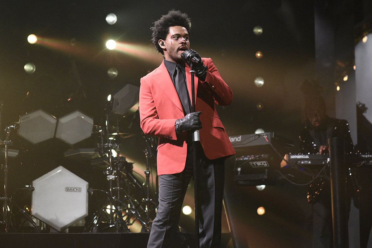 The Weeknd performing Saturday Night Live