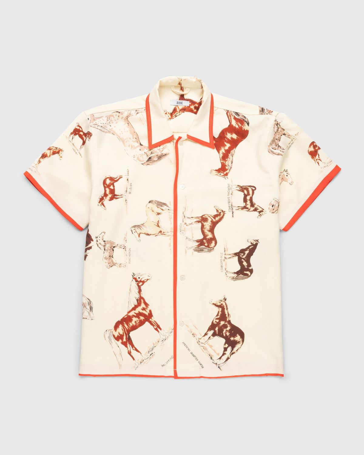 bode – Equine Short-Sleeve Shirt Cream/Multi | Highsnobiety Shop