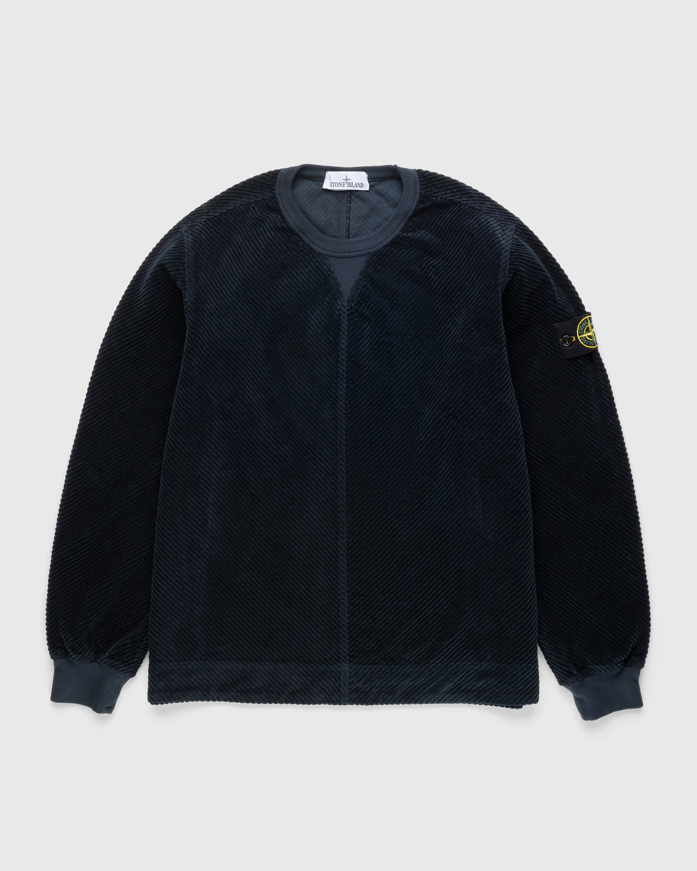 Stone Island – Corduroy Crewneck Navy Blue - Sweats - Blue - Image 1