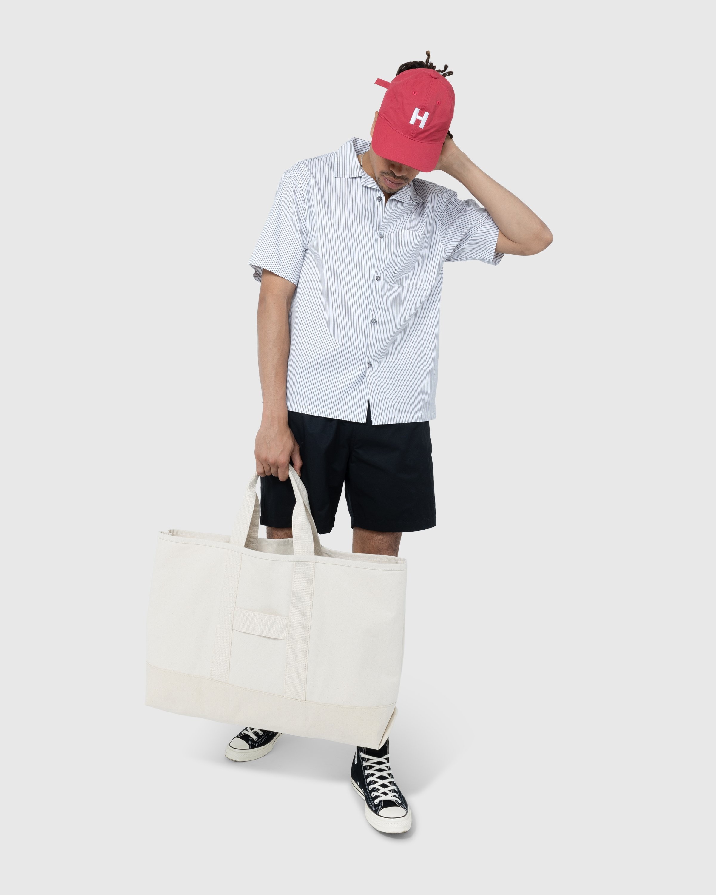 Highsnobiety – Cotton Nylon "H" Logo Cap Red - Hats - Pink - Image 6