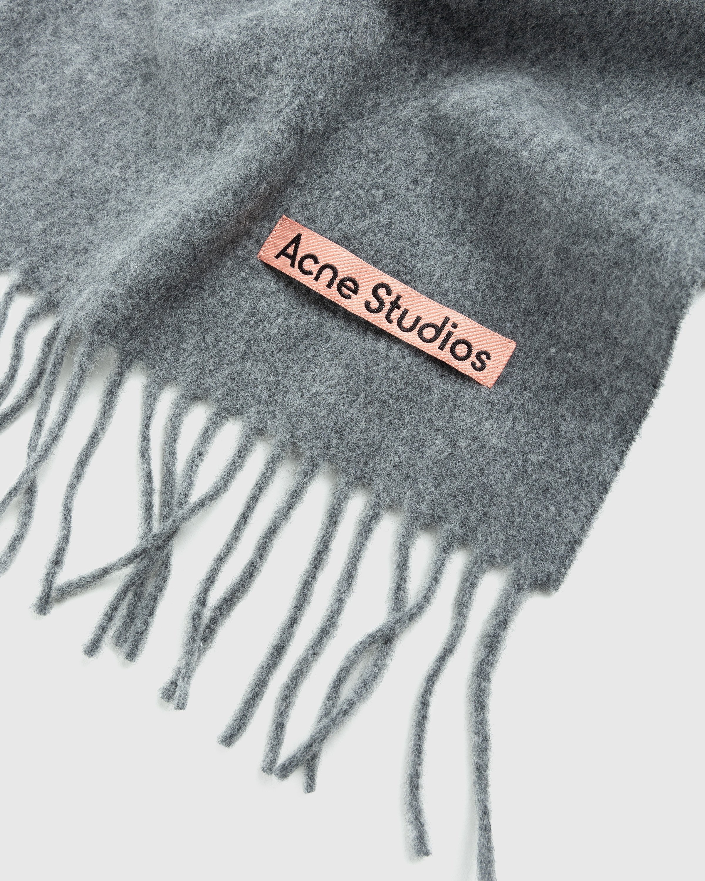 Acne Studios – Wool Fringe Scarf Oversized Grey Melange - Scarves - Grey - Image 3