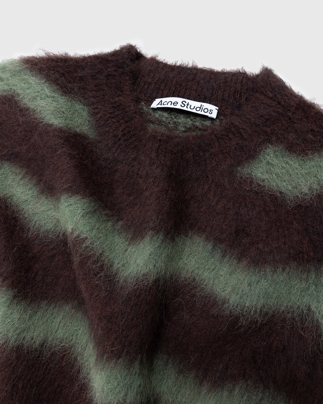 Acne Studios – Striped Fuzzy Sweater Brown/Military Green - Crewnecks - Brown - Image 3