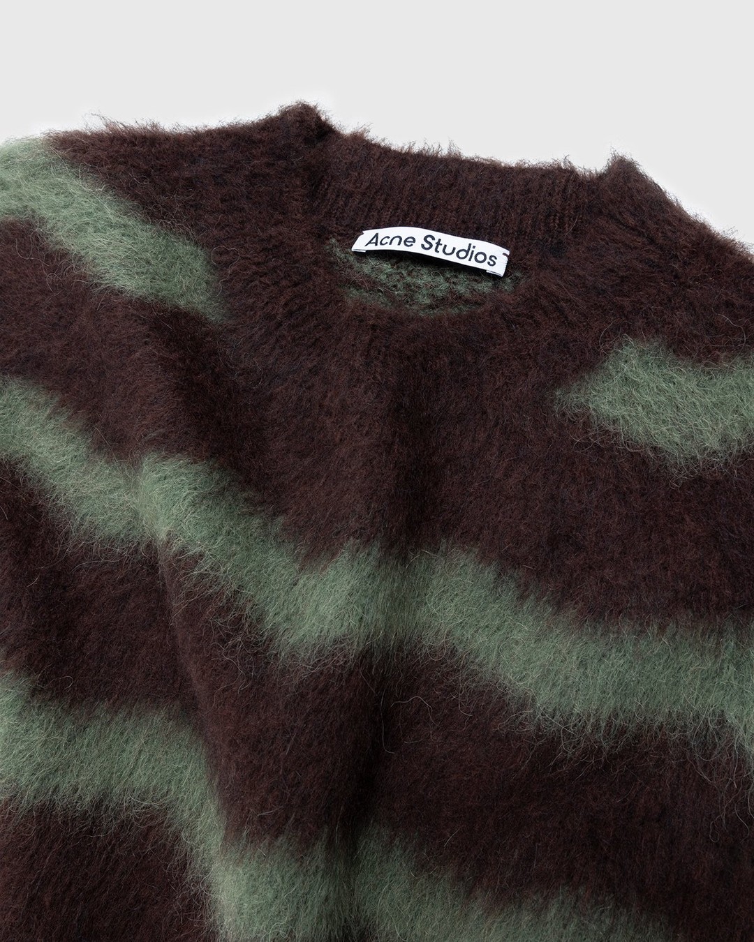 Acne Studios Striped Fuzzy Sweater Brown Military Green