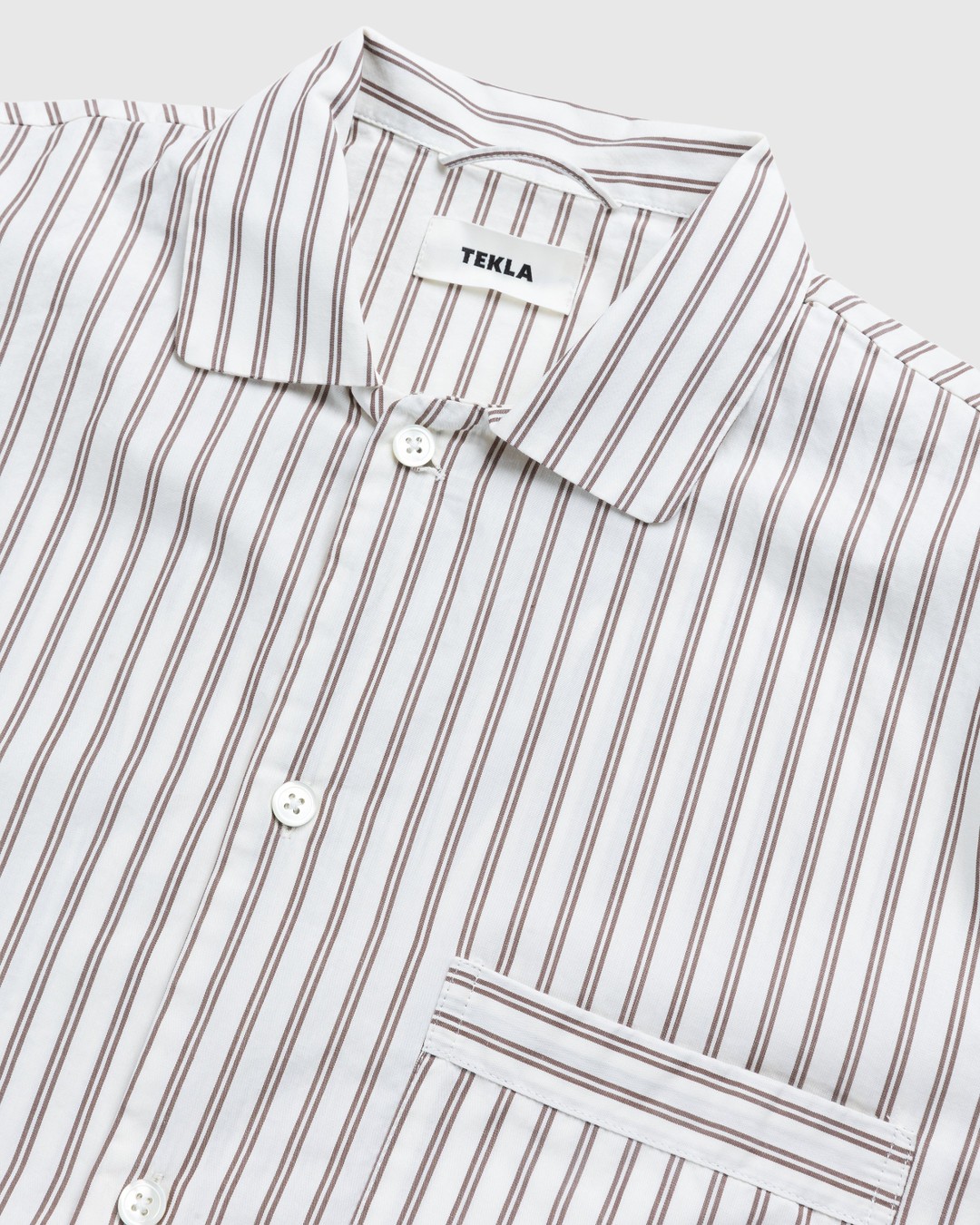 Tekla – Cotton Poplin Pyjamas Shirt Hopper Stripes - Loungewear - Beige - Image 4