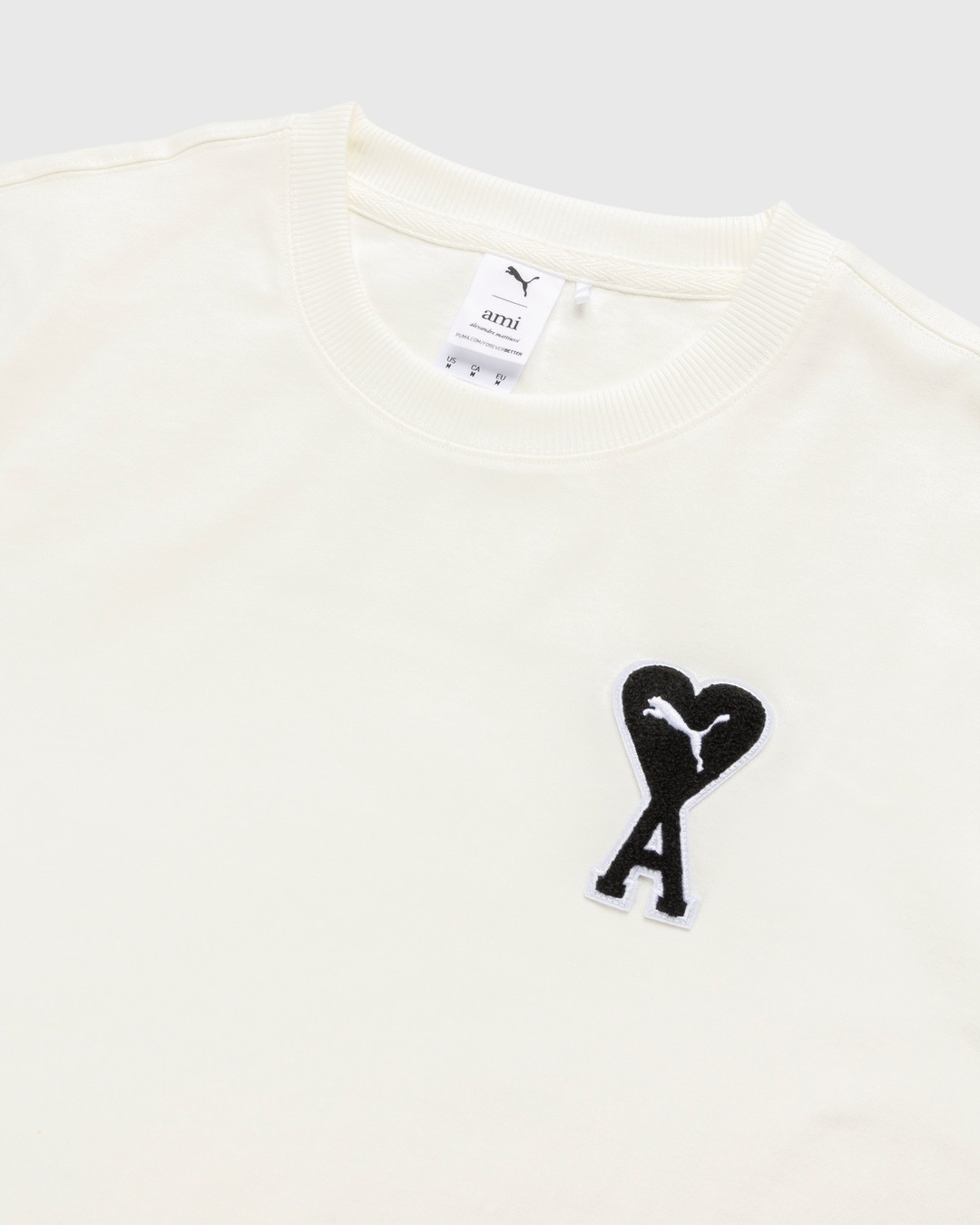 Puma x AMI – Chenille Logo Tee Beige - Tops - Beige - Image 3