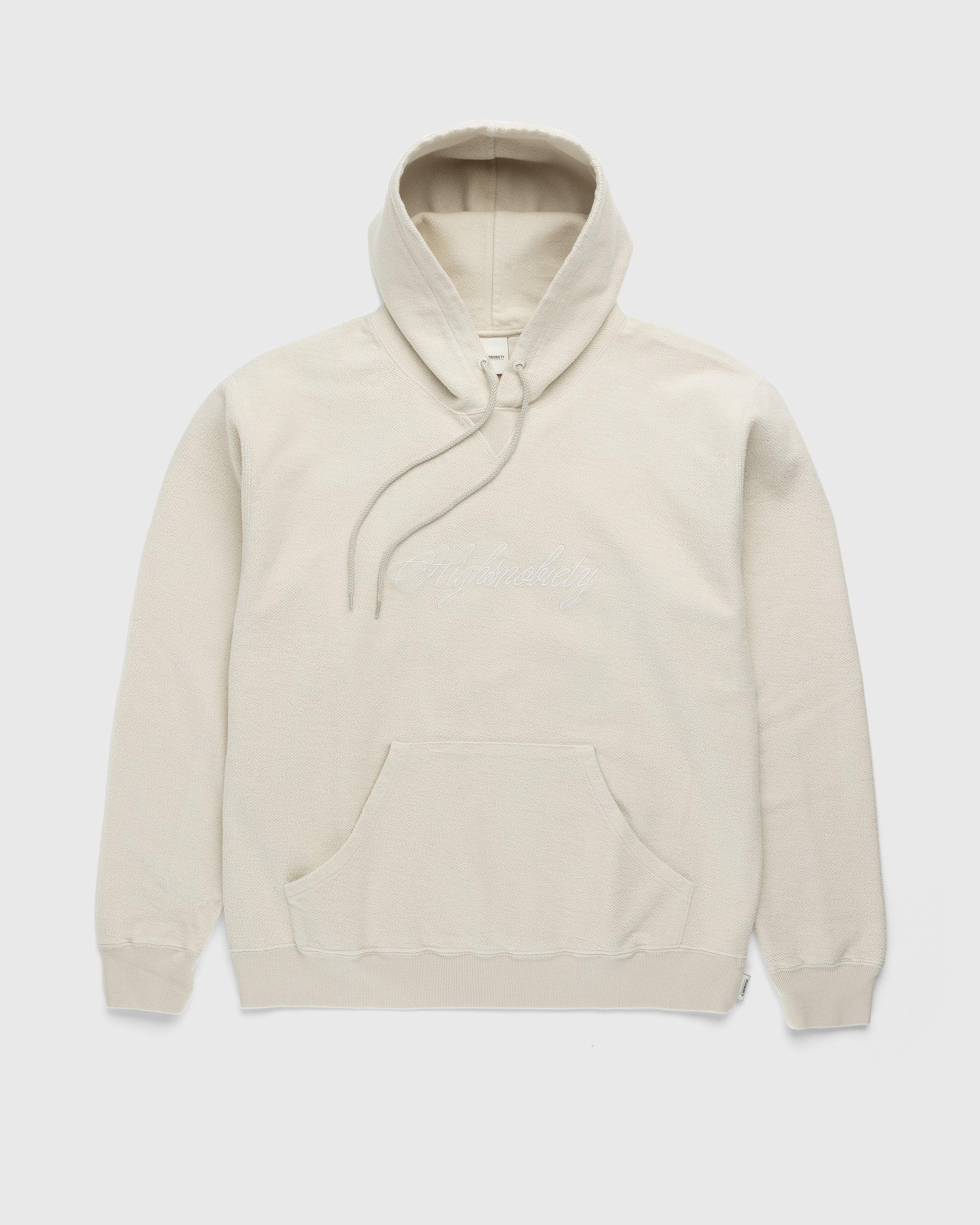 Highsnobiety – Script Logo Reverse Fleece Hoodie Beige - Sweats - Beige - Image 1