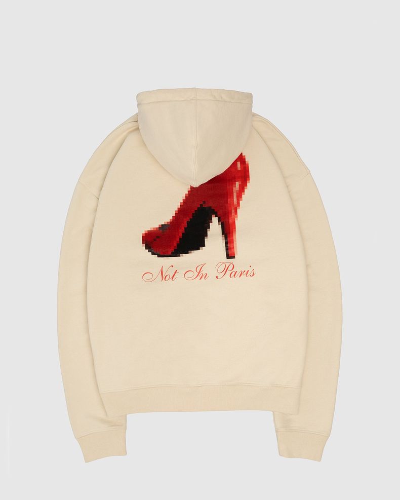 Highsnobiety – Not In Paris Red Heel Hoodie Eggshell