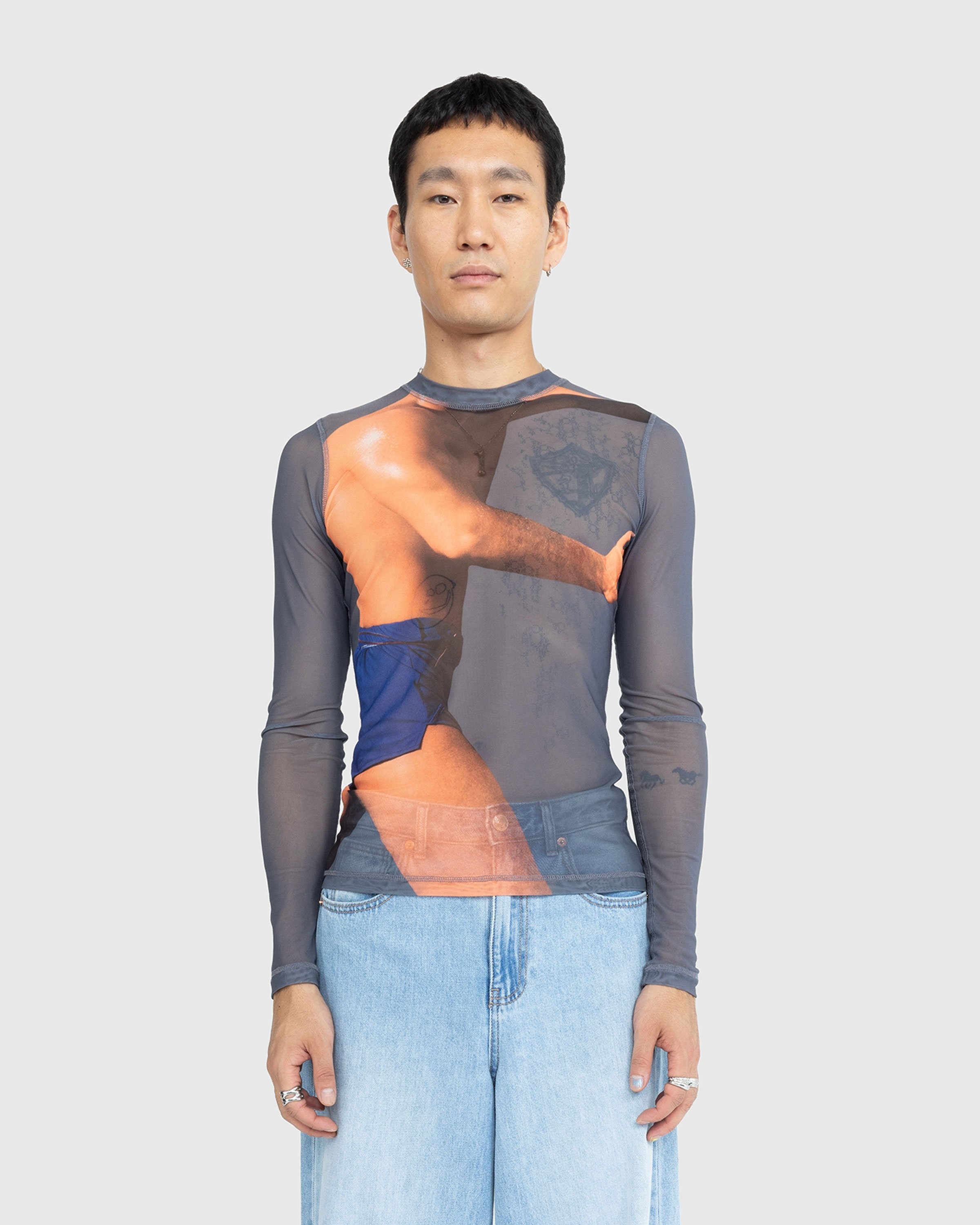 J.W. Anderson – Printed Long-Sleeve Top Charcoal - Longsleeves - Black - Image 2