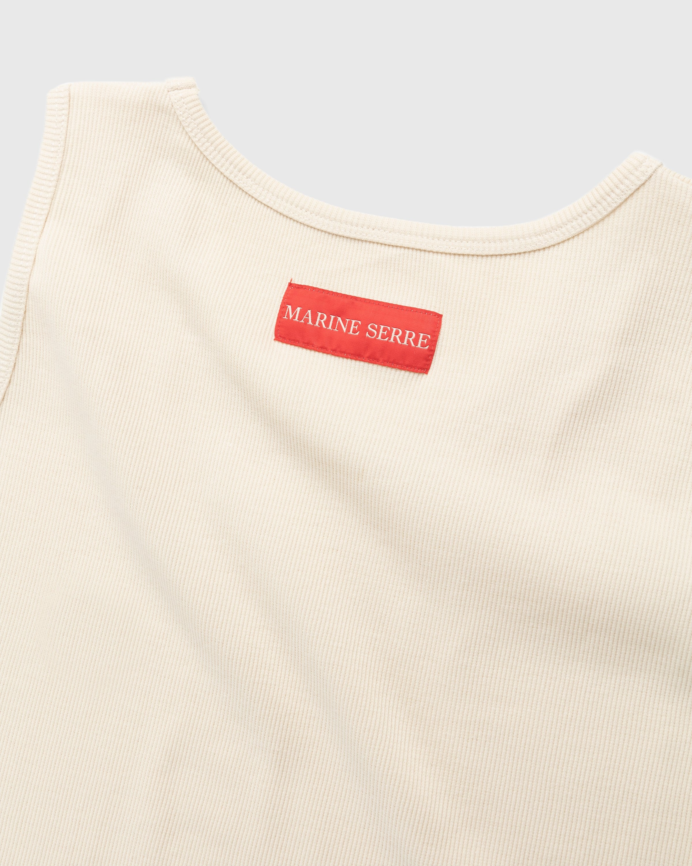 Marine Serre – Organic Cotton Ribbed Tank Top Beige - Men Tops - Beige - Image 5