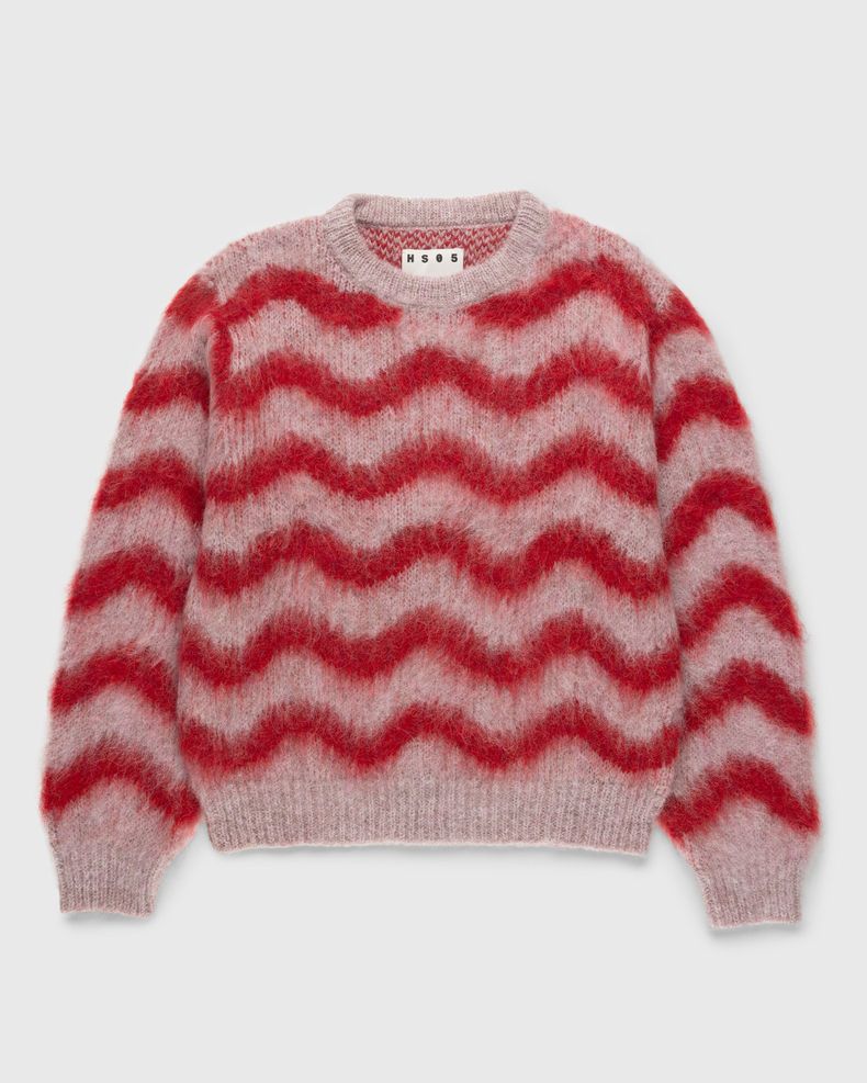 Alpaca Fuzzy Wave Sweater Pale Rose/Red
