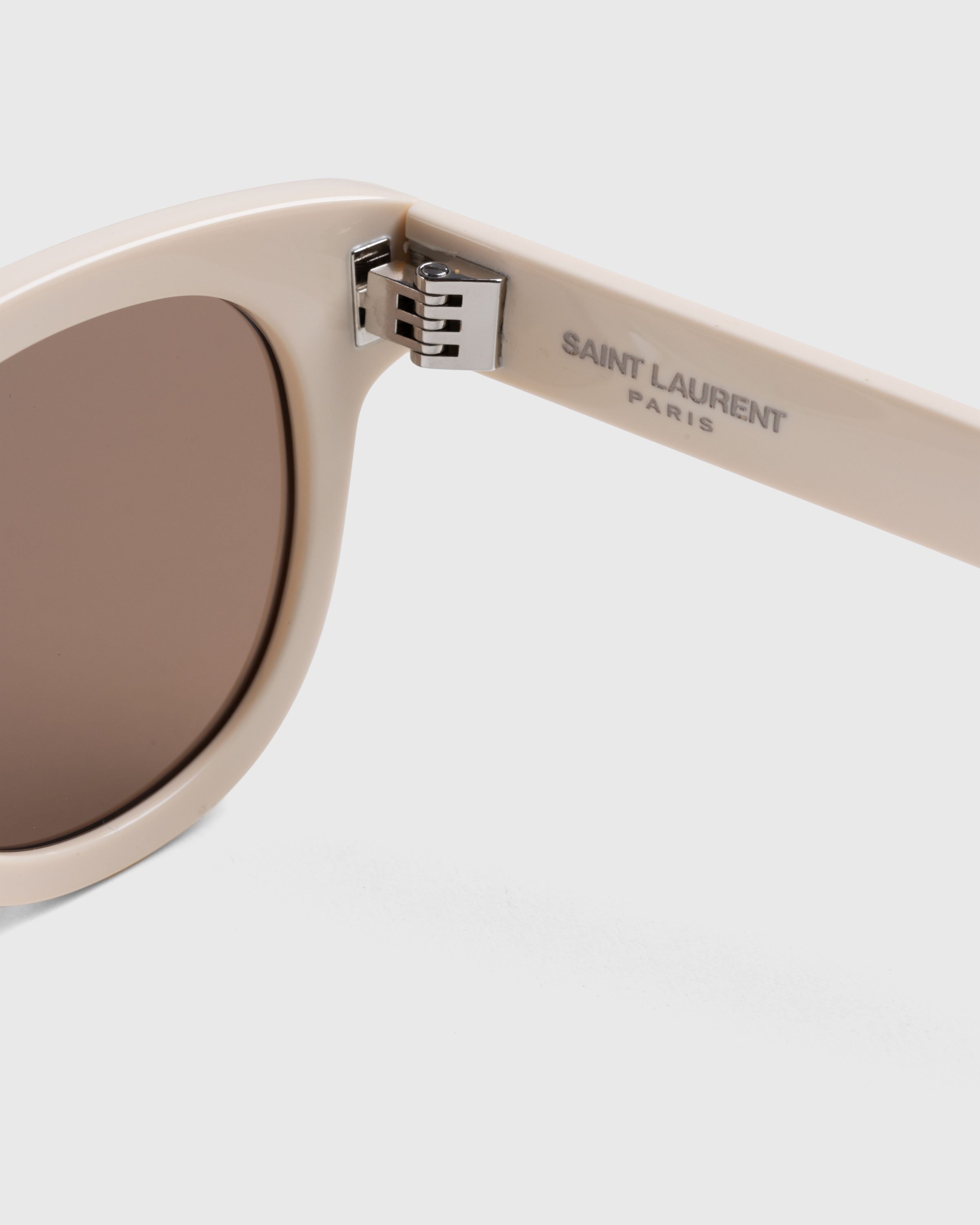 Saint Laurent – SL 571 Round Frame Sunglasses Ivory/Brown - Eyewear - Multi - Image 3