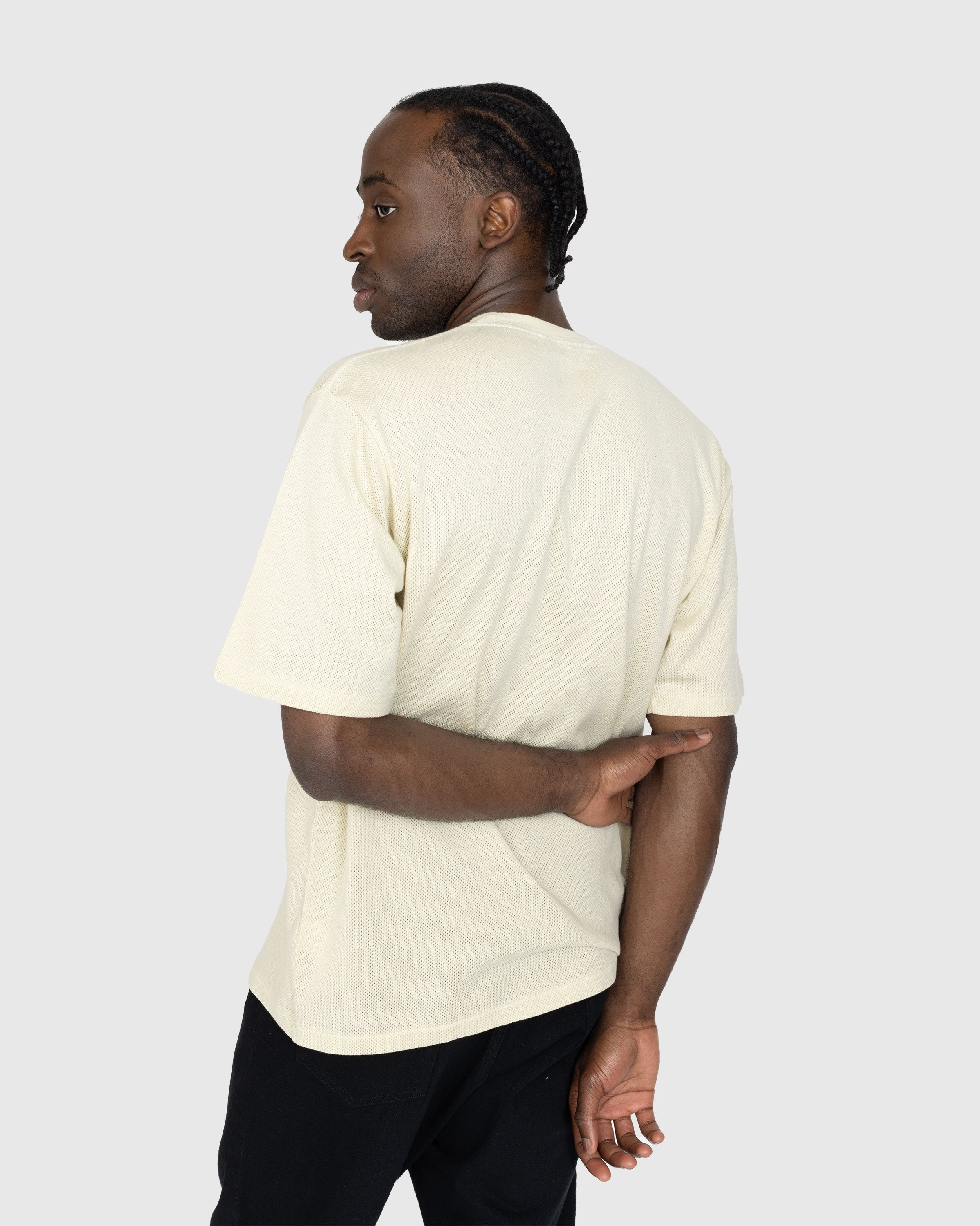 Auralee – Cotton Mesh Dyed Tee Ivory - Tops - Beige - Image 3