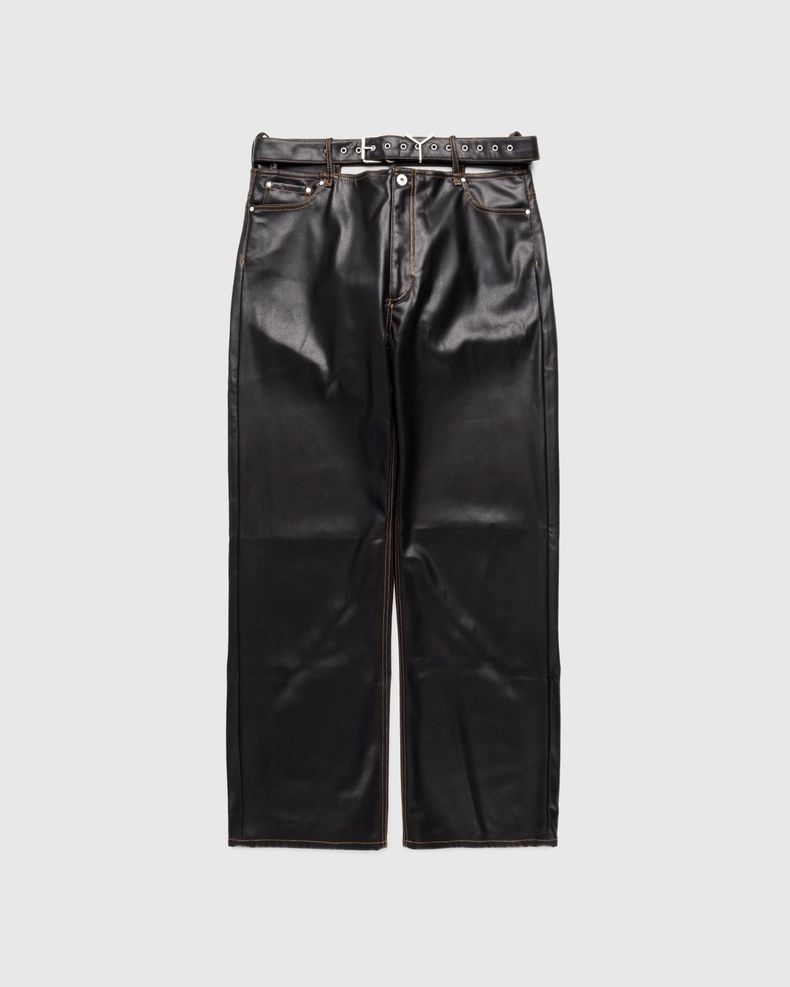 Y Belt Leather Pants Black