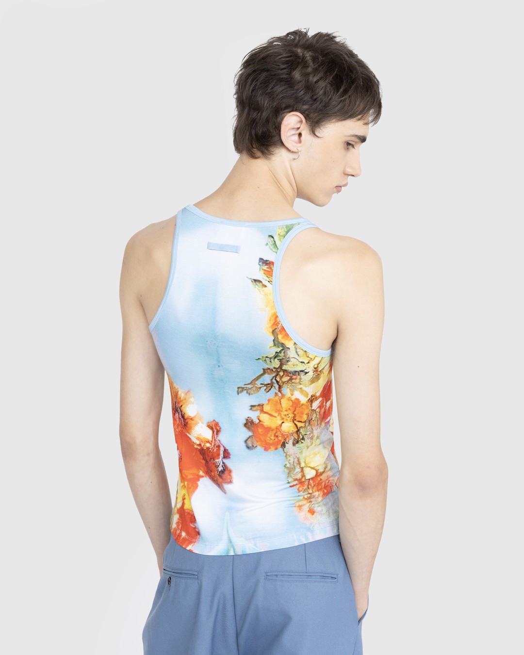 Jean Paul Gaultier – Printed Body Flowers Tank Top Blue - Men Tops - Blue - Image 3