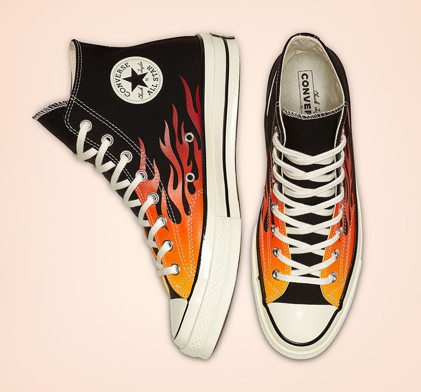 Converse high tops flames store