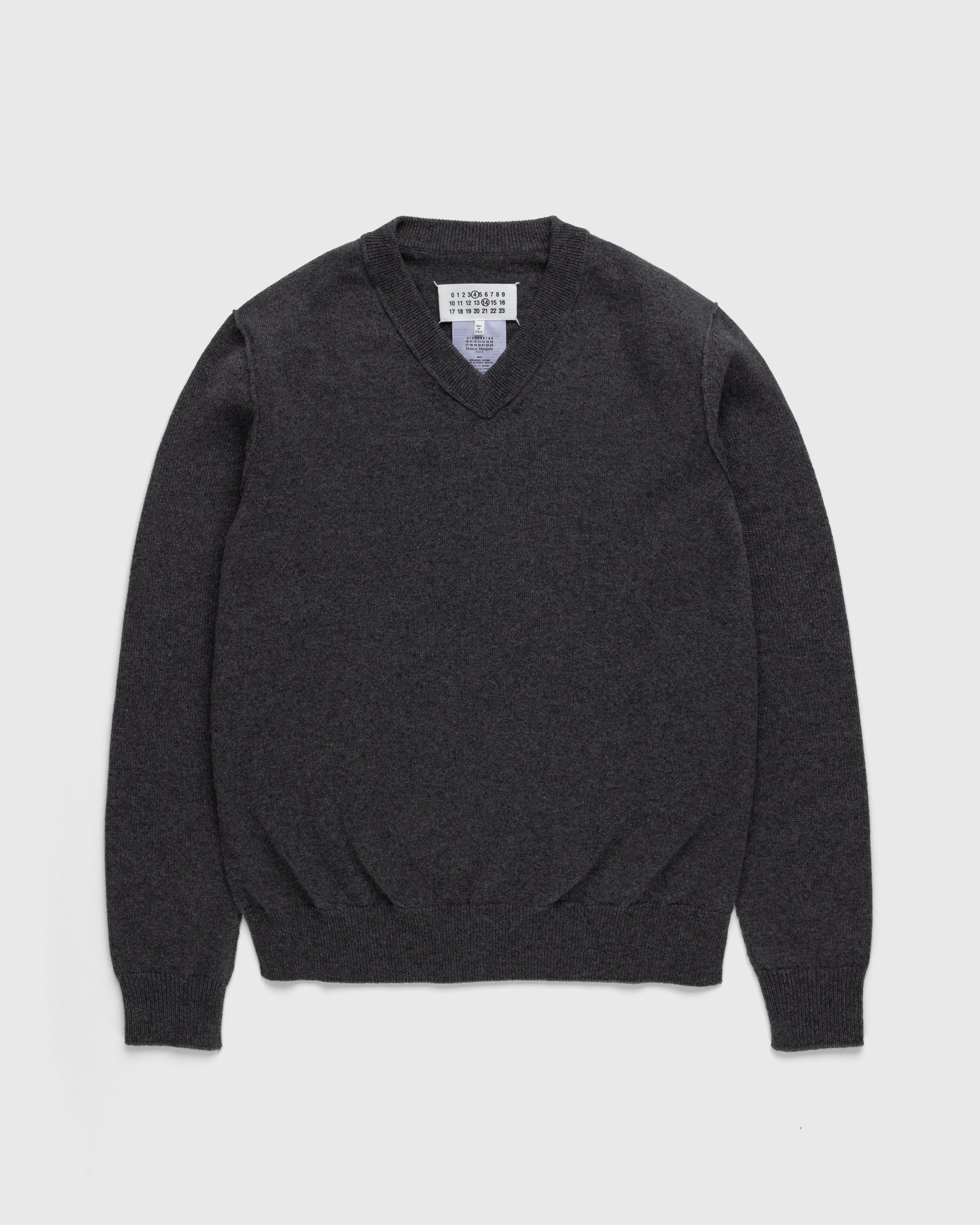 Maison Margiela Wool Sweater in Steel Grey for Men Blue Mens Clothing Sweaters and knitwear V-neck jumpers 