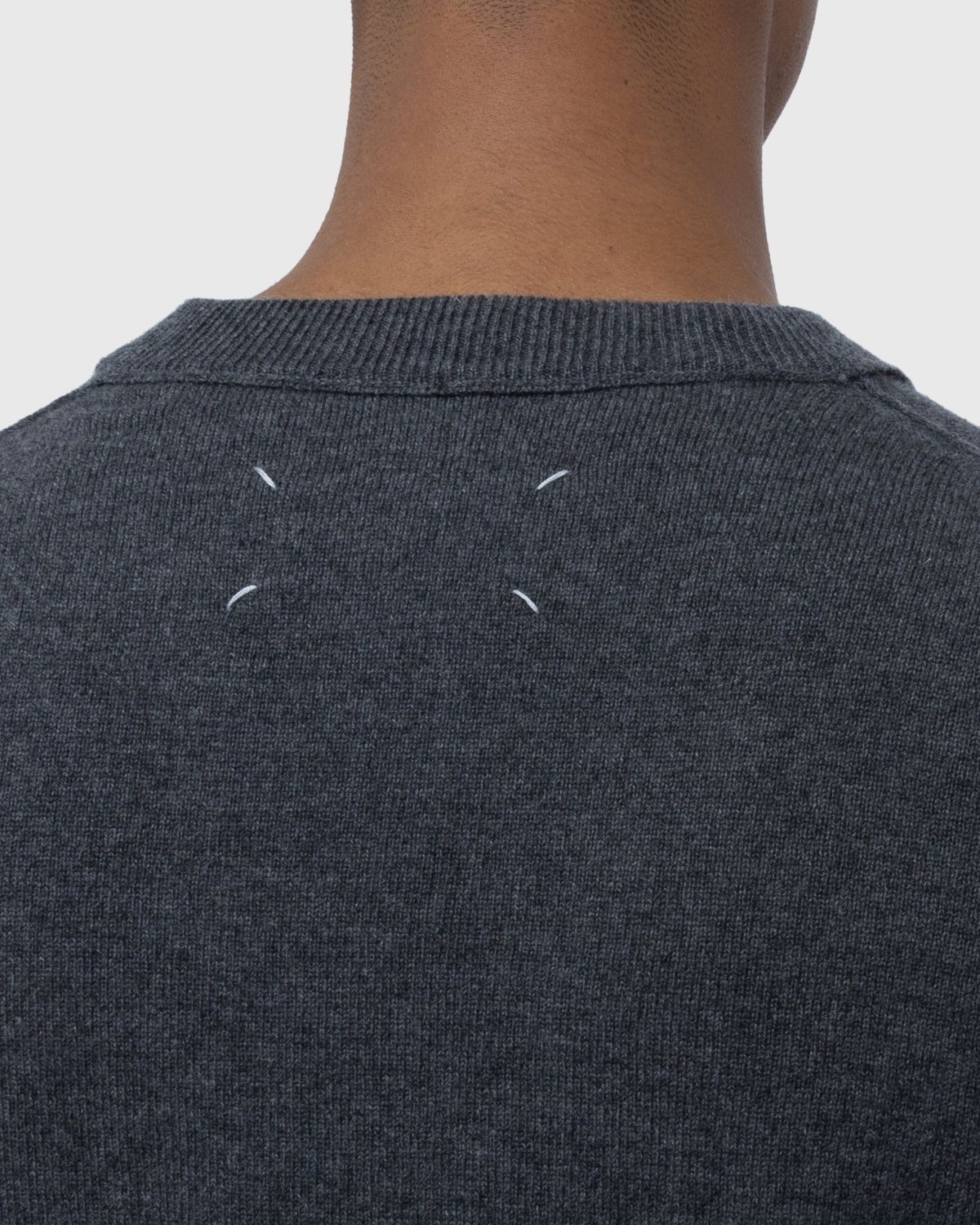 Maison Margiela – Cashmere V-Neck Sweater Grey - Knitwear - Grey - Image 5
