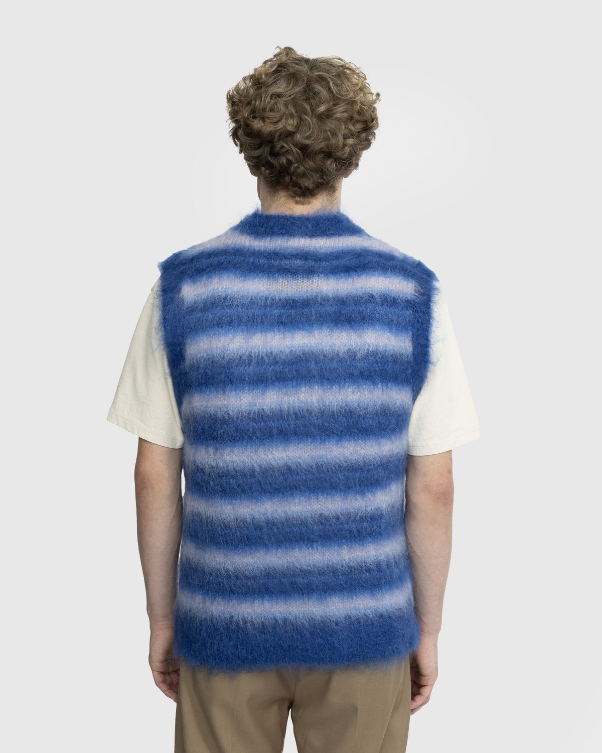 Marni – Striped V-Neck Sweater Vest Blue - Knitwear - Blue - Image 3